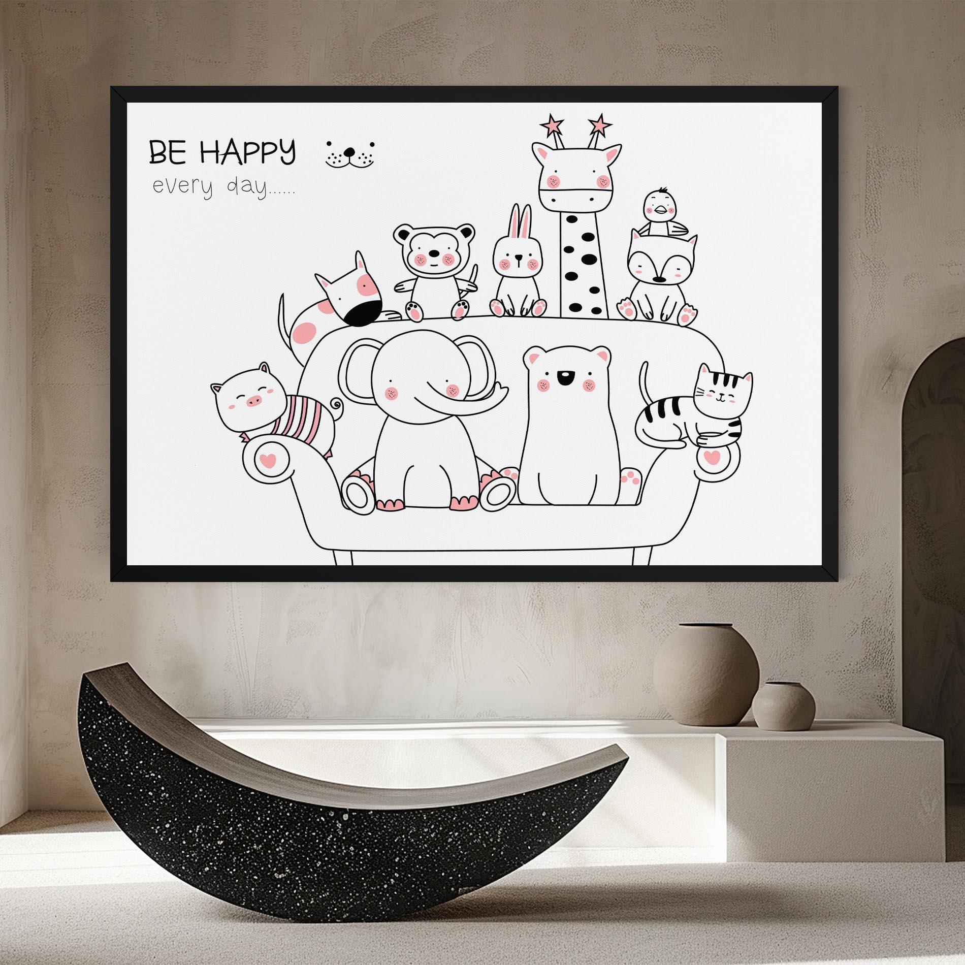 Leinwandbild Be Happy Animals mockup 8