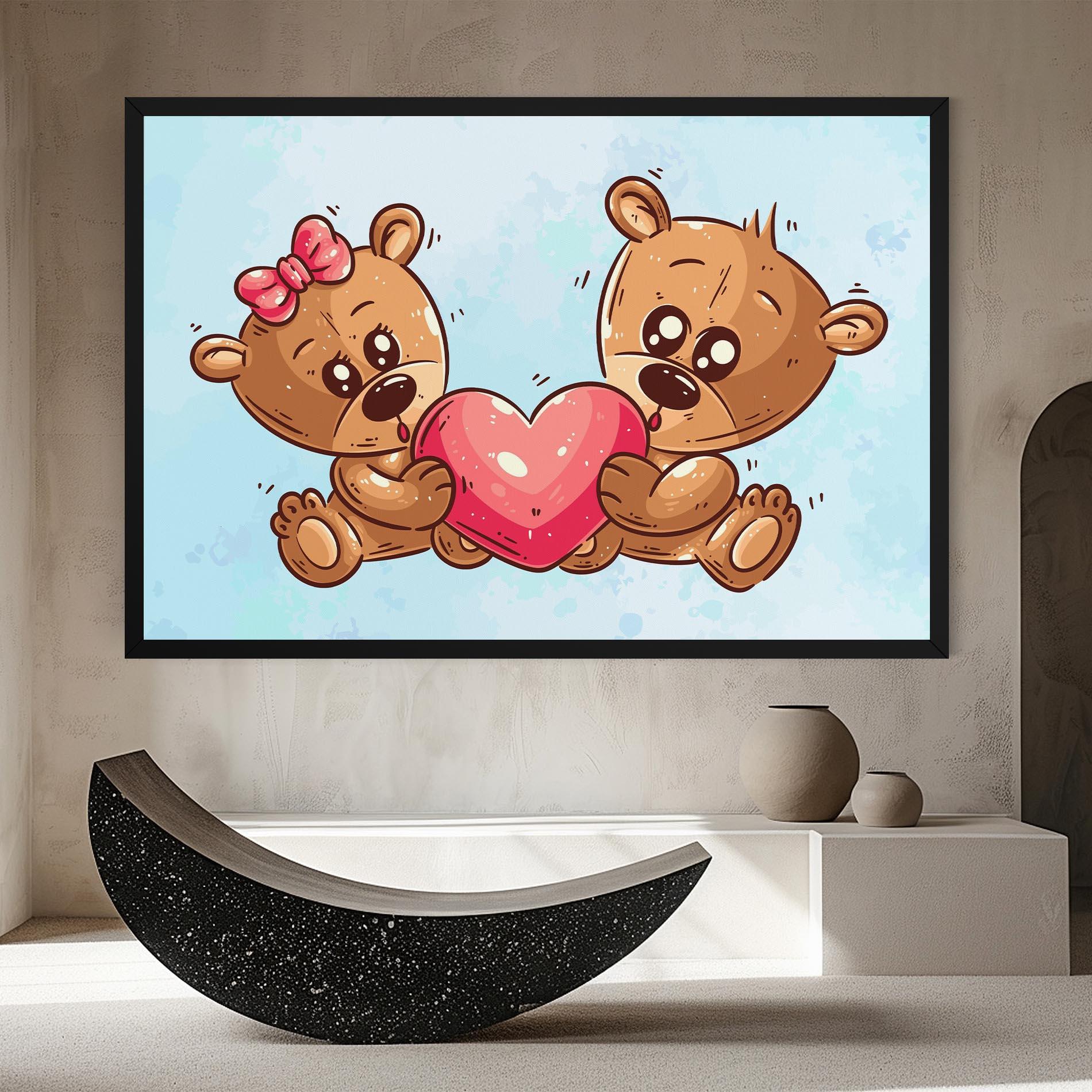 Leinwandbild Bear Holding Heart mockup 8
