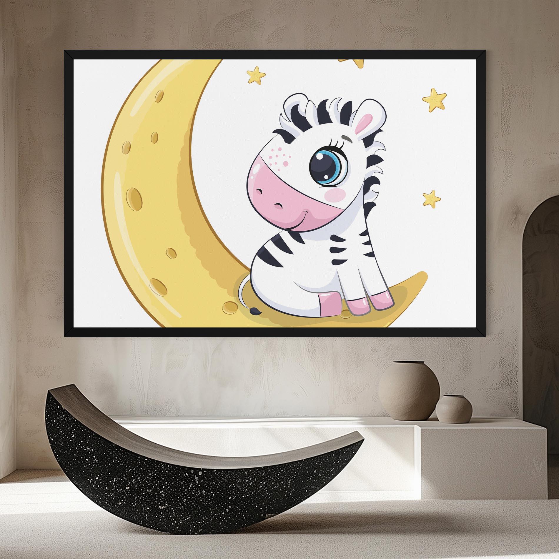 Leinwandbild Cute Zebra Moon mockup 8