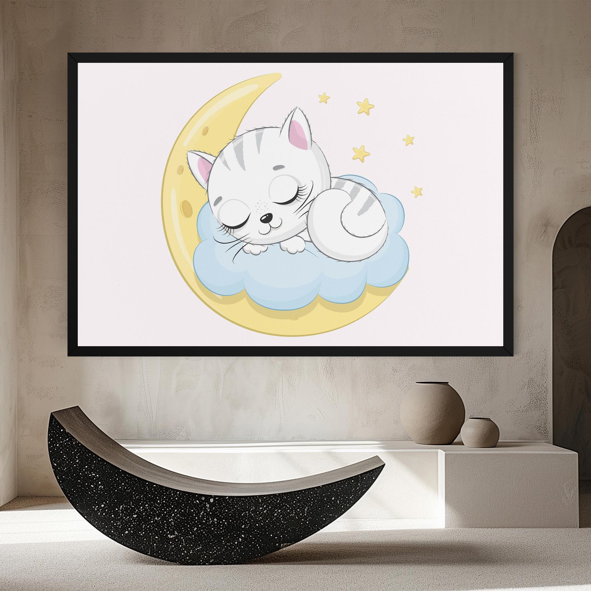 Leinwandbild Moon Cat Sleeping mockup 8