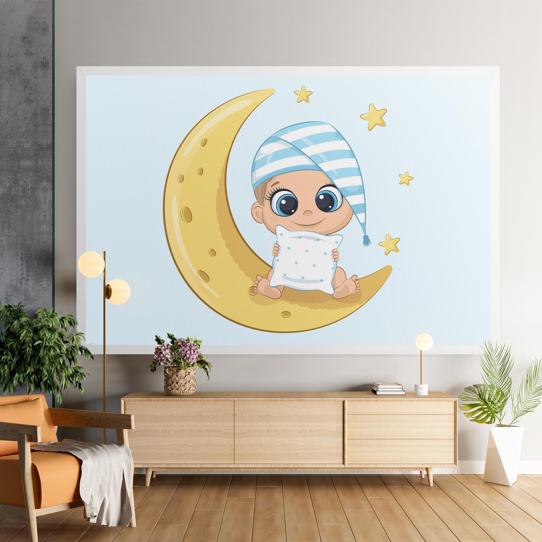 Leinwandbild Baby On Moon mockup 9