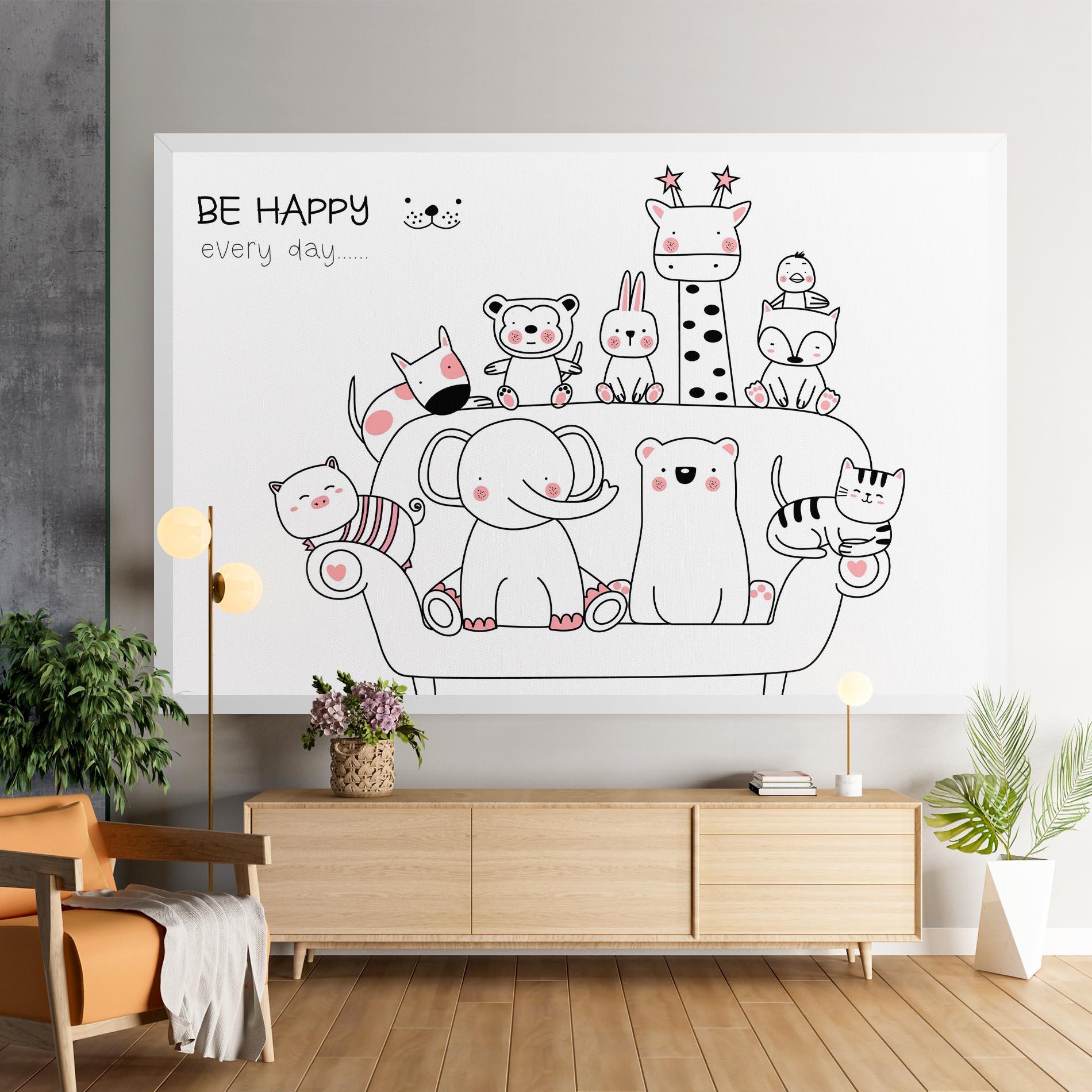 Leinwandbild Be Happy Animals mockup 9