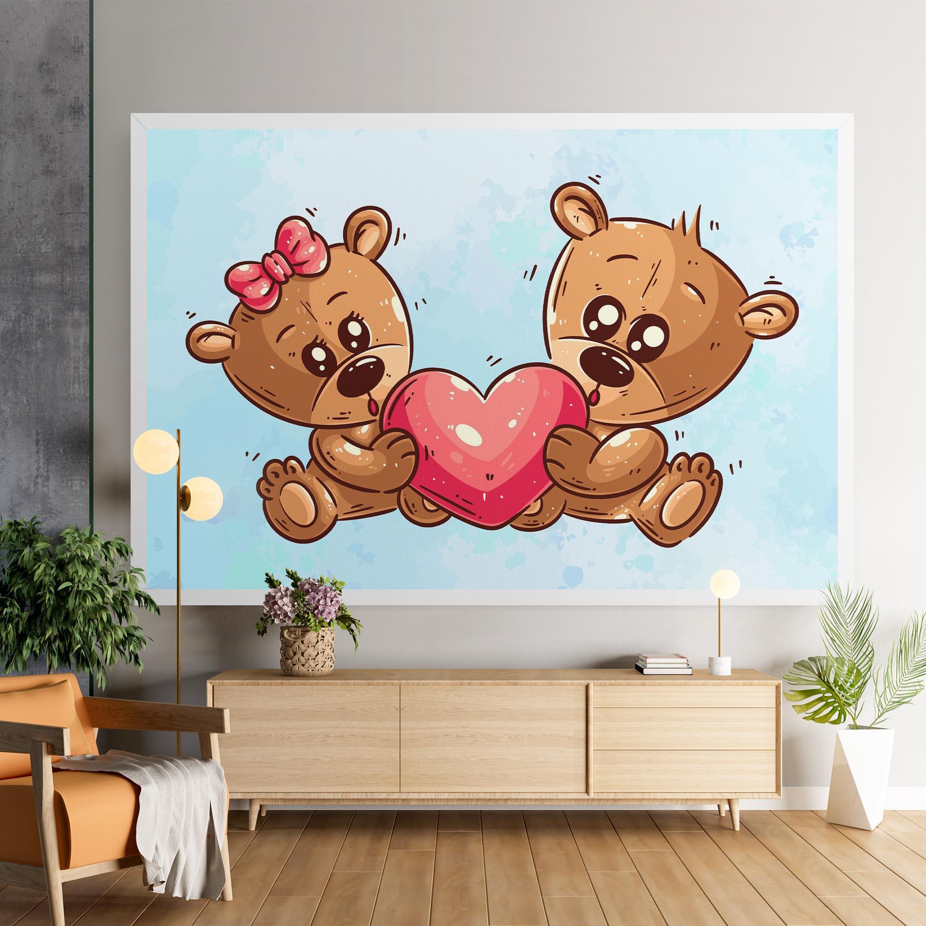 Leinwandbild Bear Holding Heart mockup 9