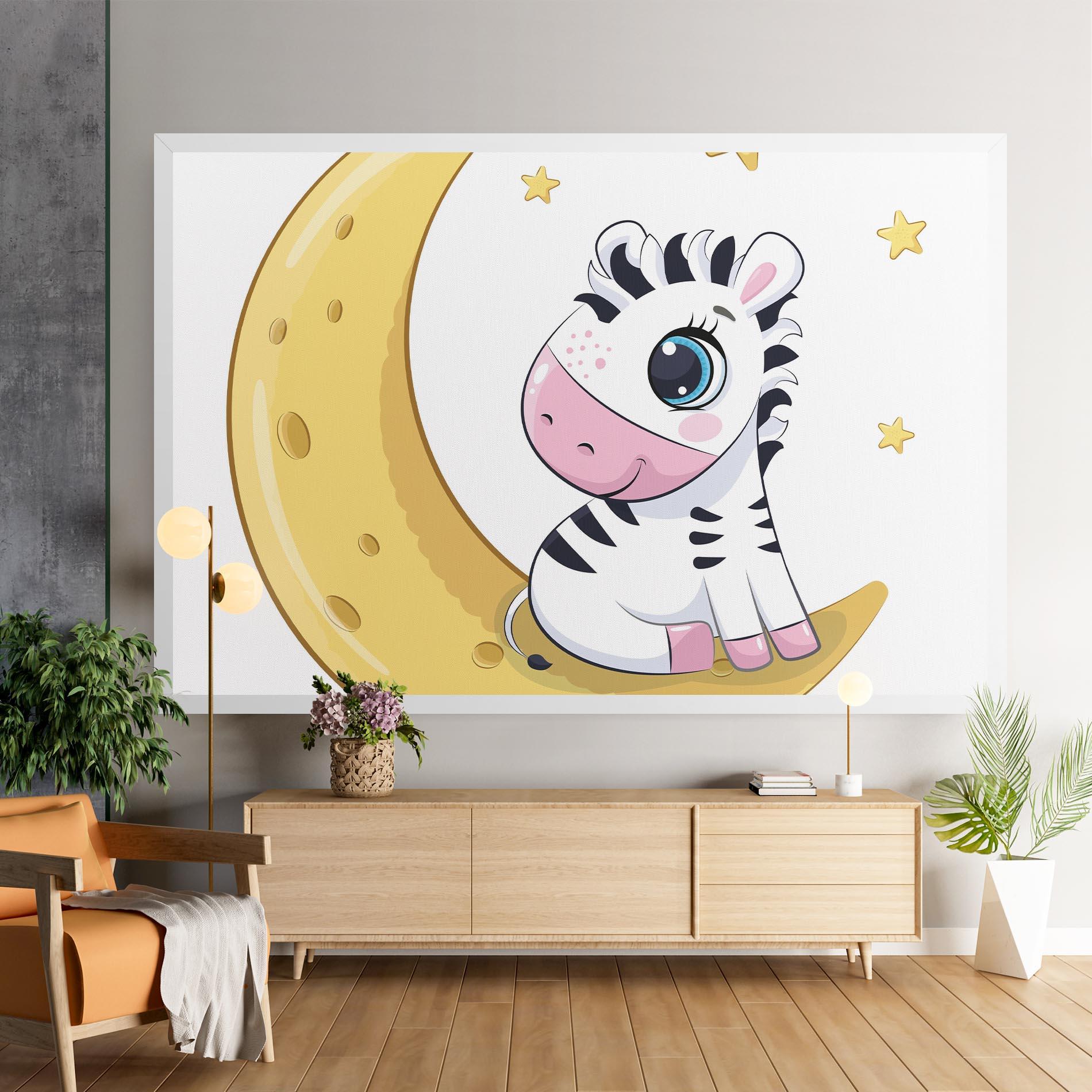 Leinwandbild Cute Zebra Moon mockup 9