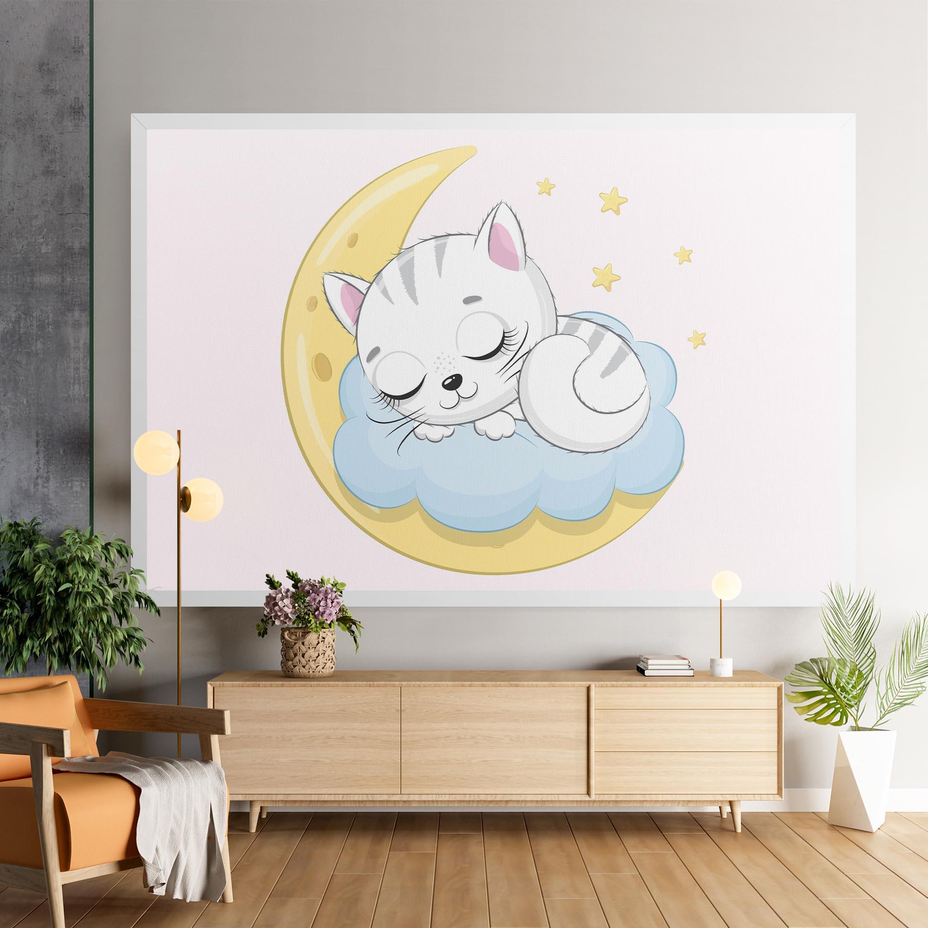 Leinwandbild Moon Cat Sleeping mockup 9