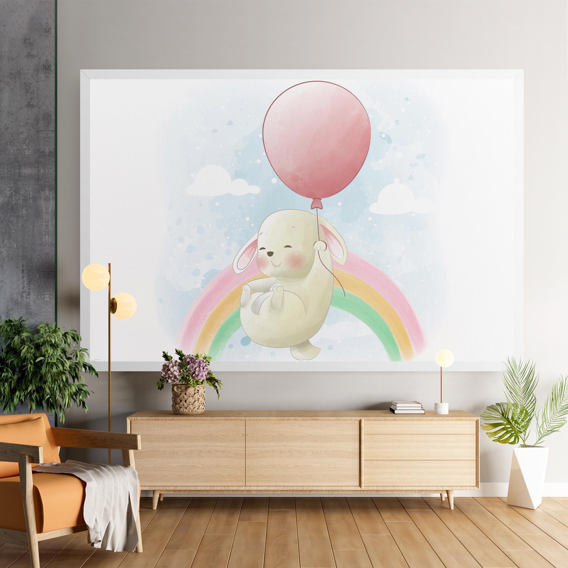 Leinwandbild Rainbow Bunny Art mockup 9