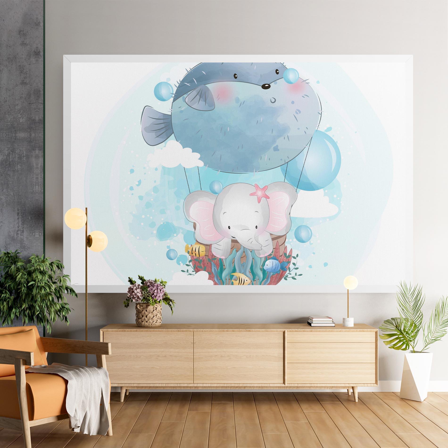 Leinwandbild Swiming Elephant mockup 9
