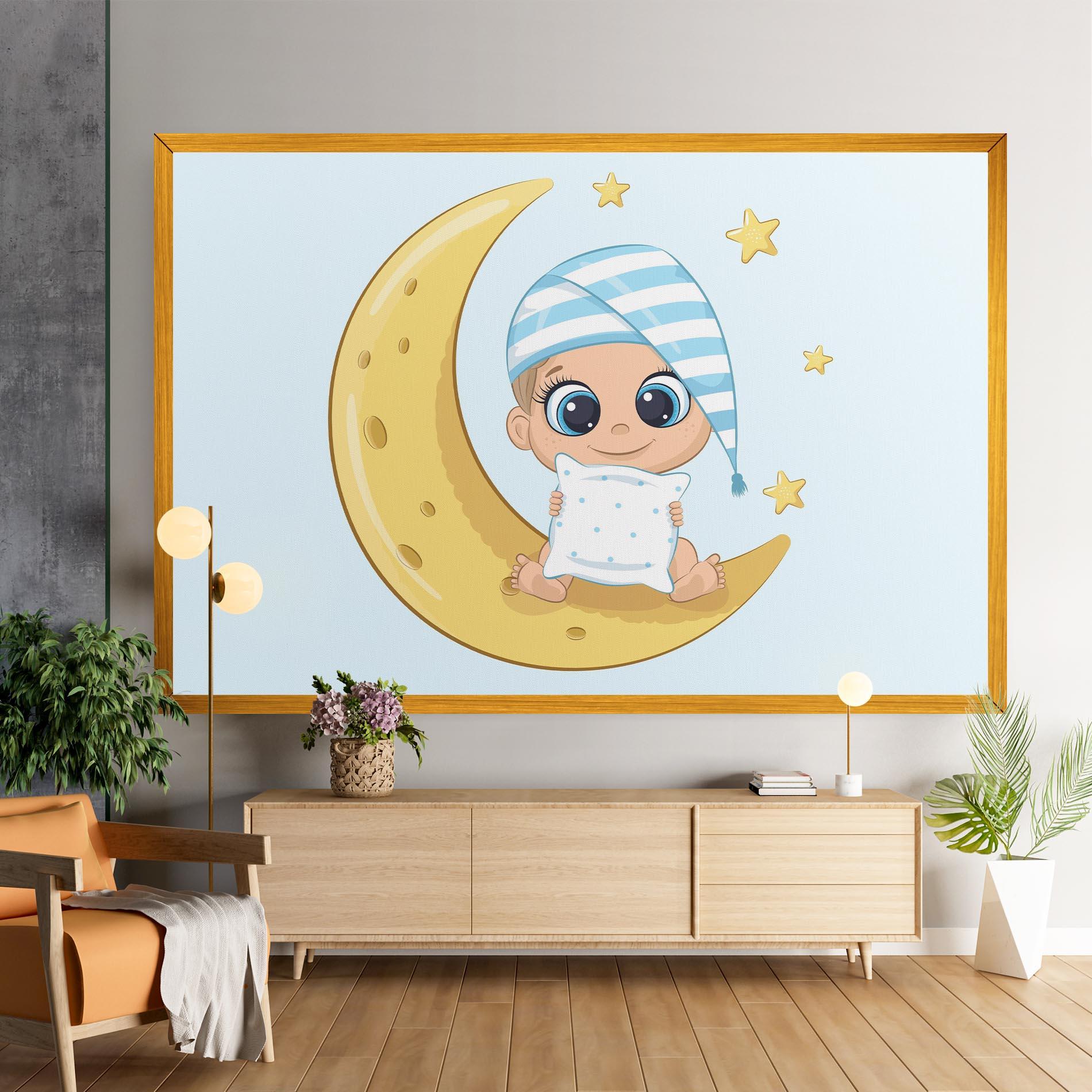 Leinwandbild Baby On Moon mockup 9
