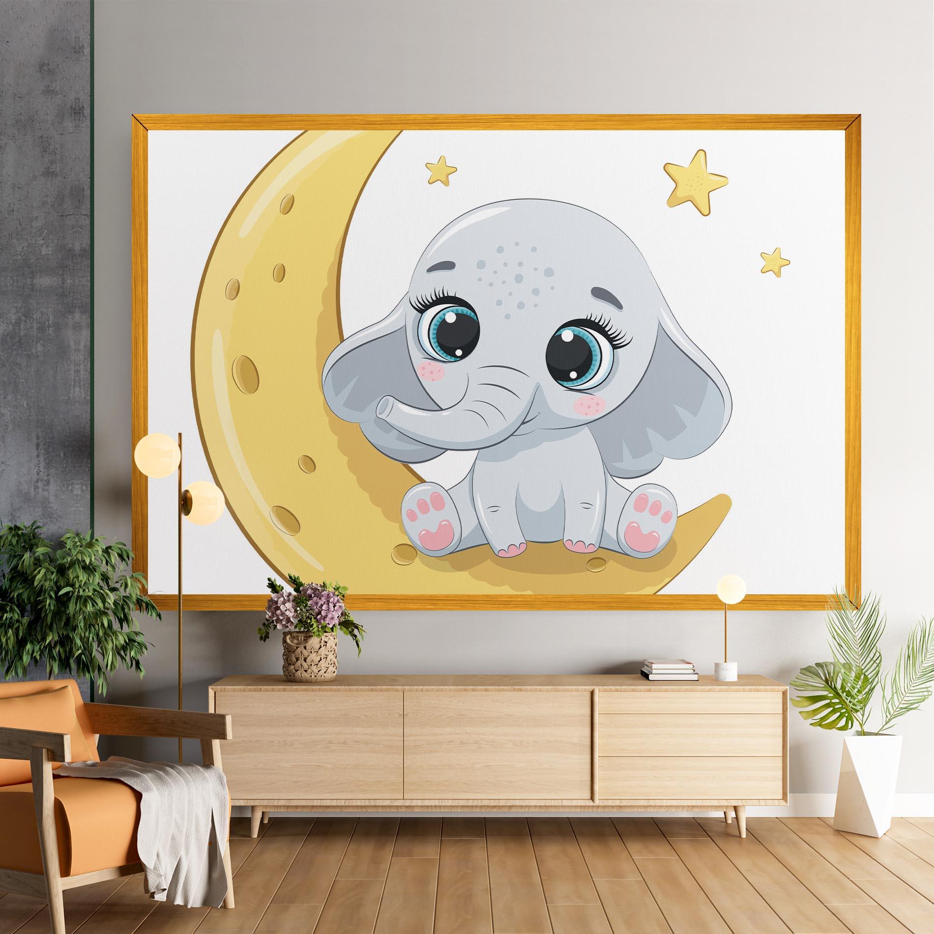 Leinwandbild Cute Elephant Moon mockup 9