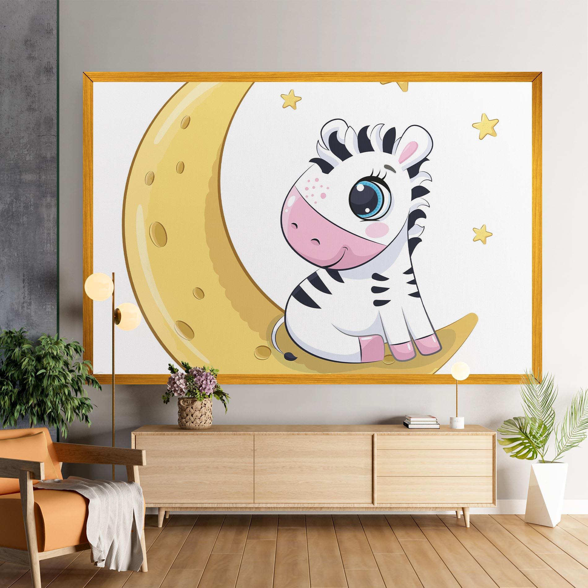 Leinwandbild Cute Zebra Moon mockup 9