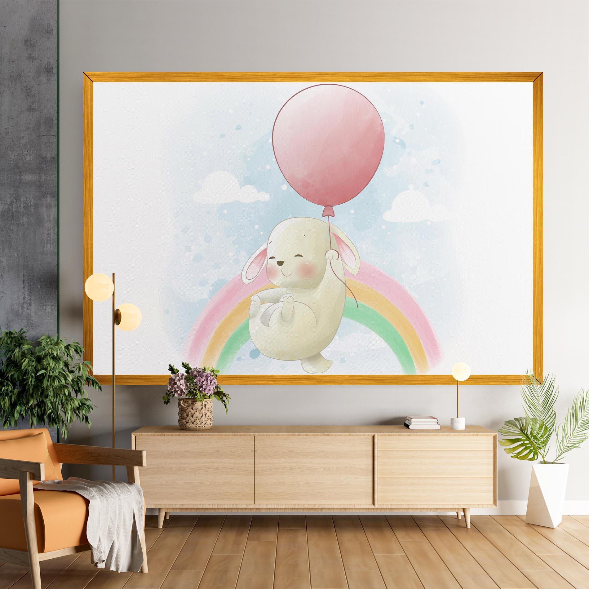 Leinwandbild Rainbow Bunny Art mockup 9