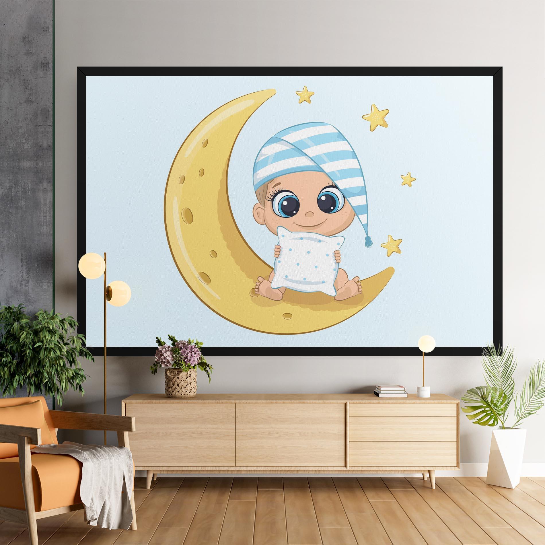 Leinwandbild Baby On Moon mockup 9