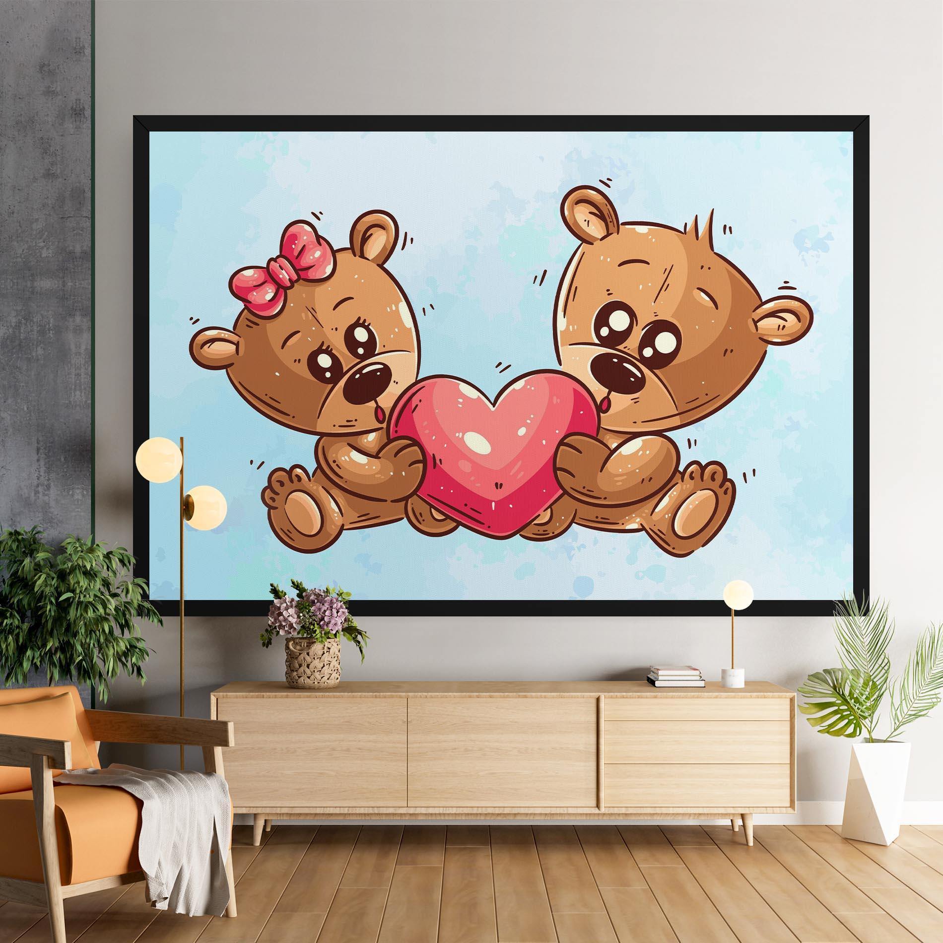 Leinwandbild Bear Holding Heart mockup 9