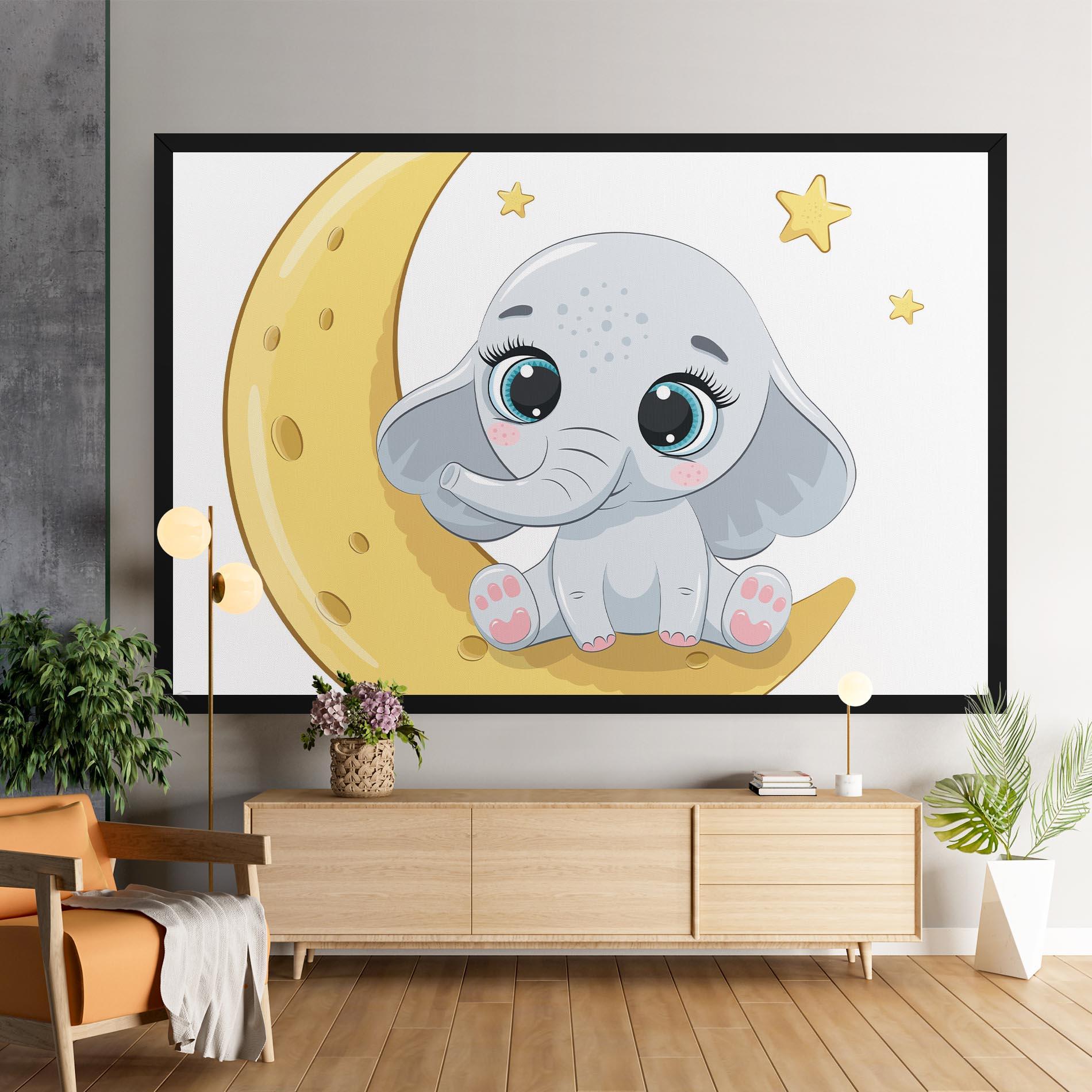 Leinwandbild Cute Elephant Moon mockup 9