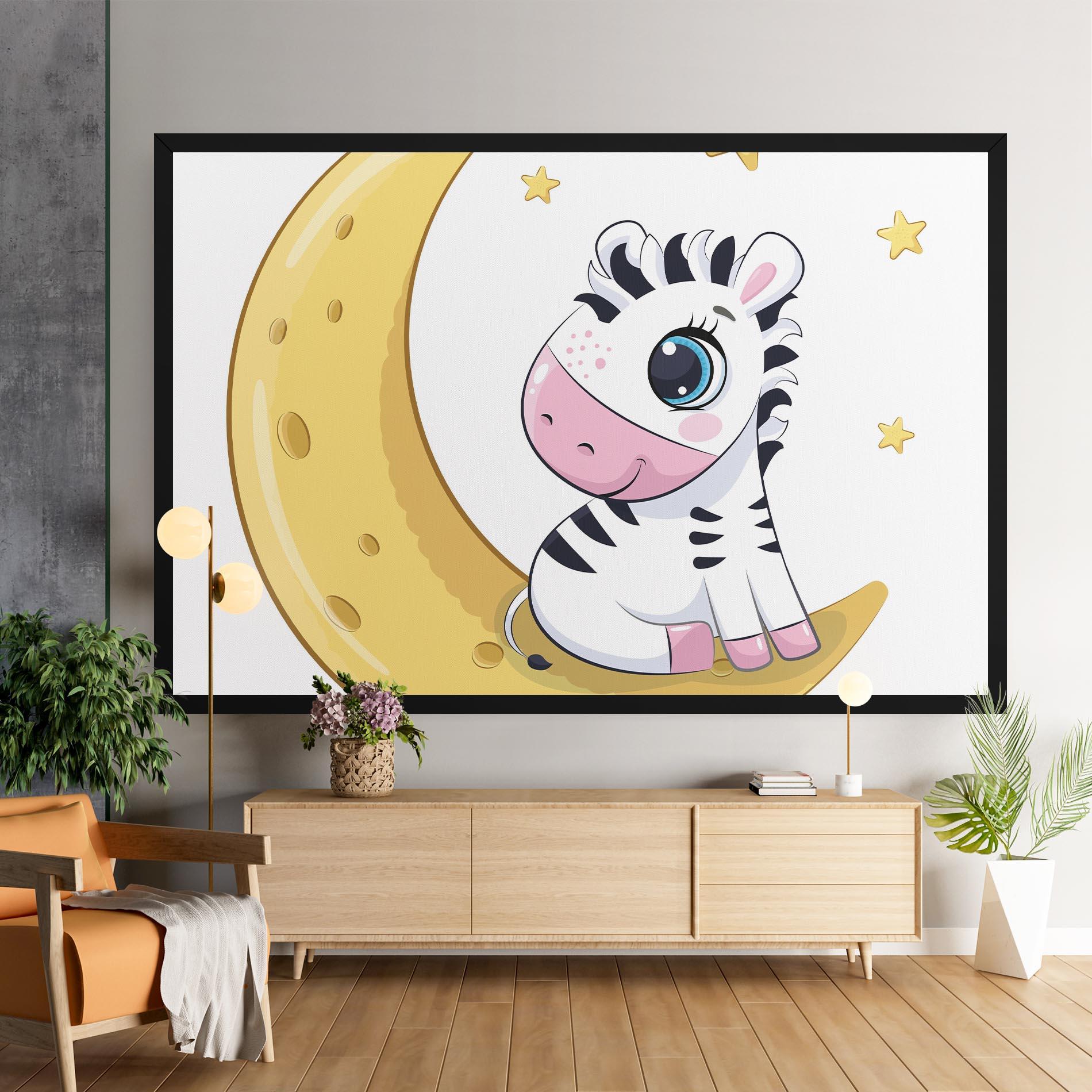 Leinwandbild Cute Zebra Moon mockup 9