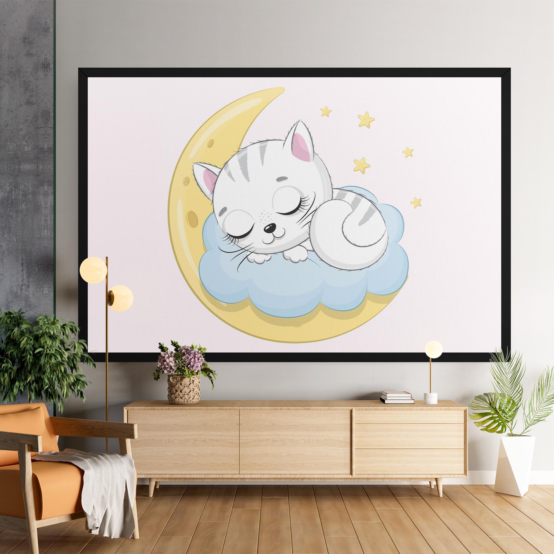 Leinwandbild Moon Cat Sleeping mockup 9