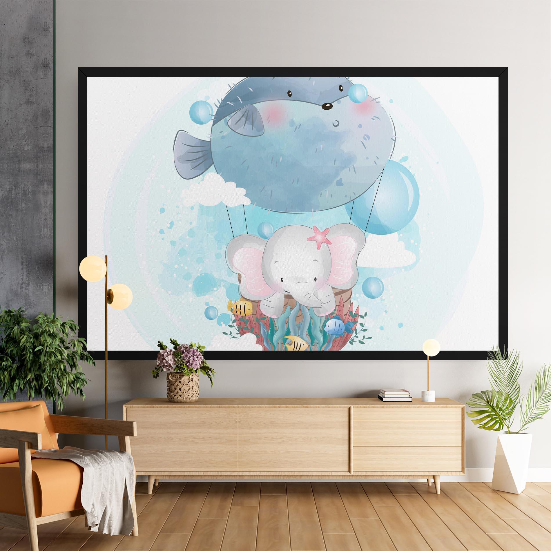 Leinwandbild Swiming Elephant mockup 9