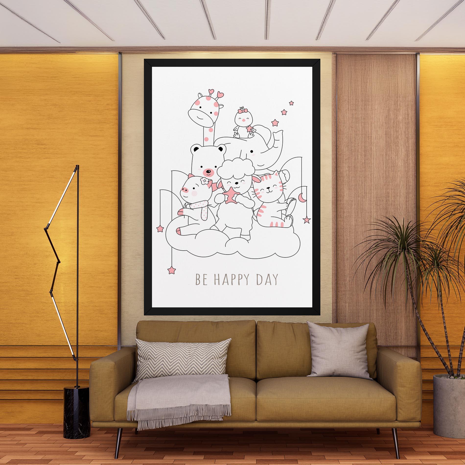 Leinwandbild Be Happy Day mockup 9