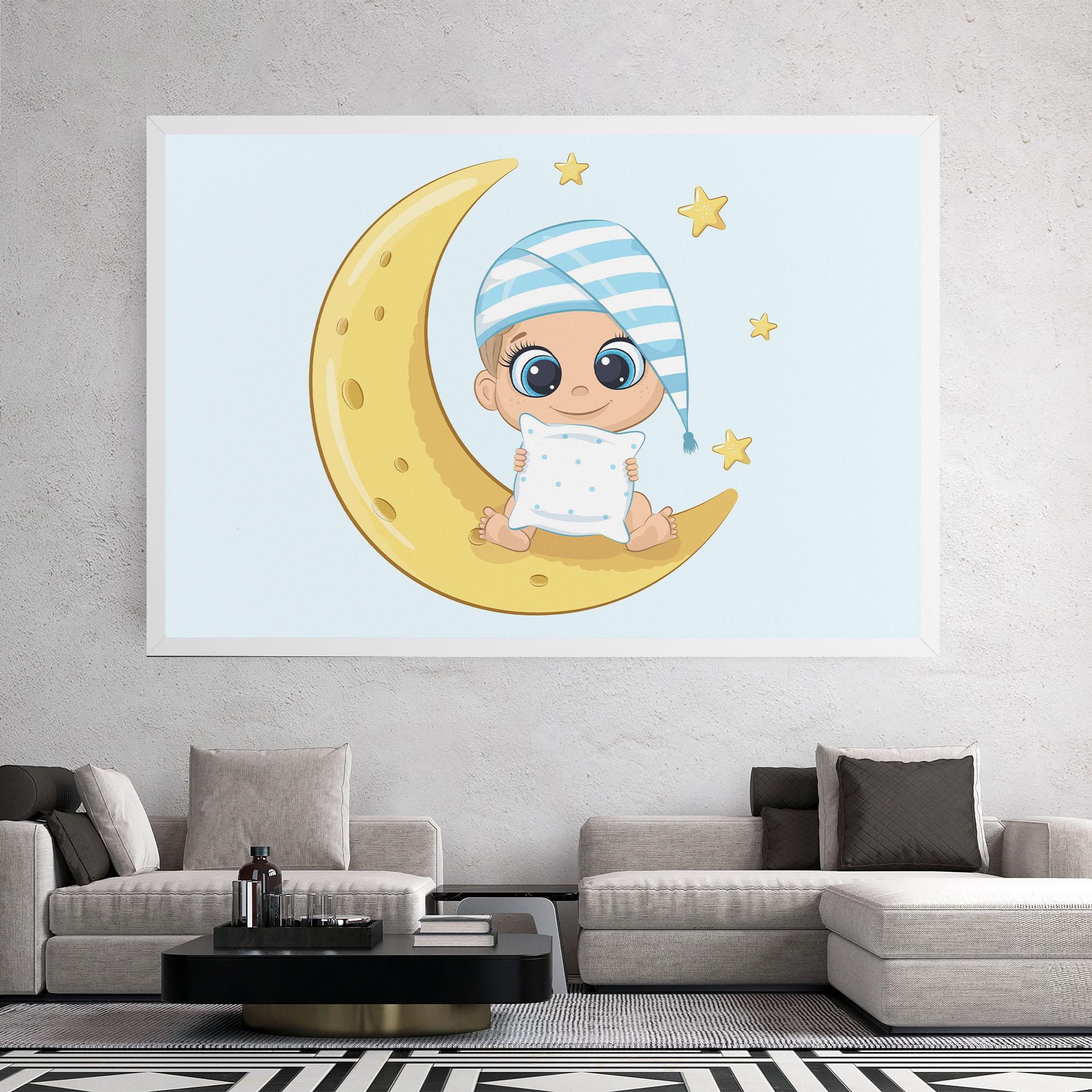 Leinwandbild Baby On Moon mockup 2