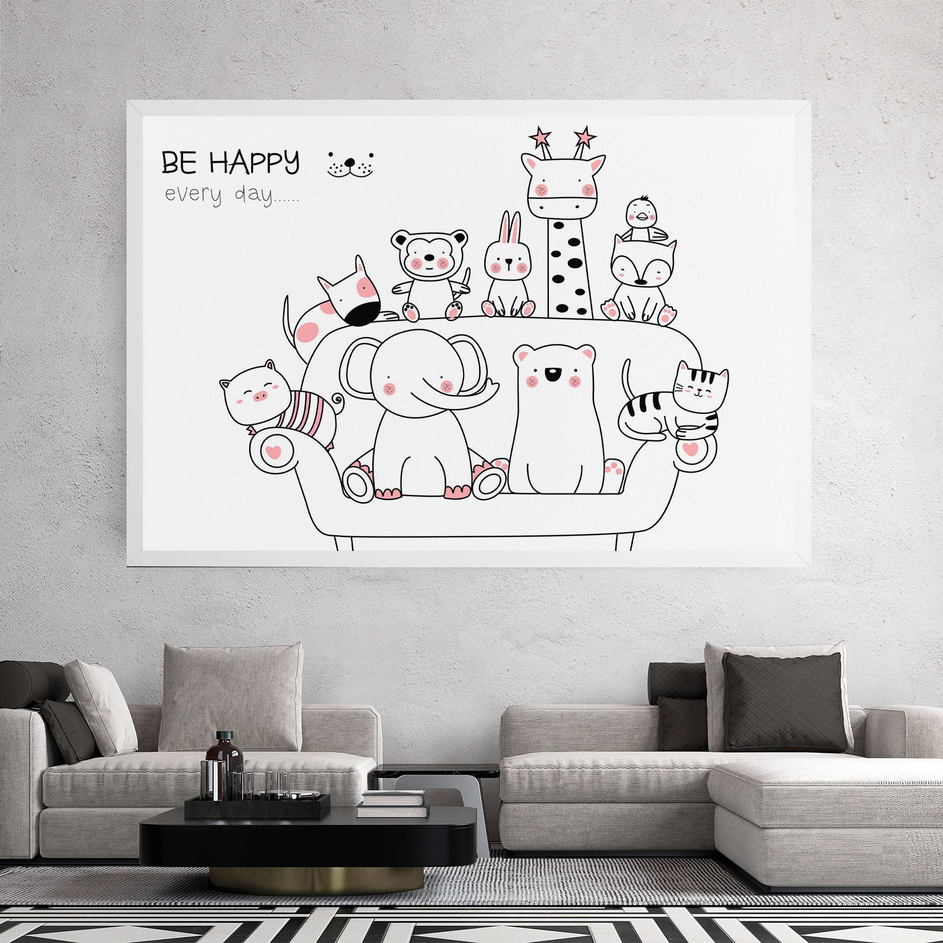 Leinwandbild Be Happy Animals mockup 2