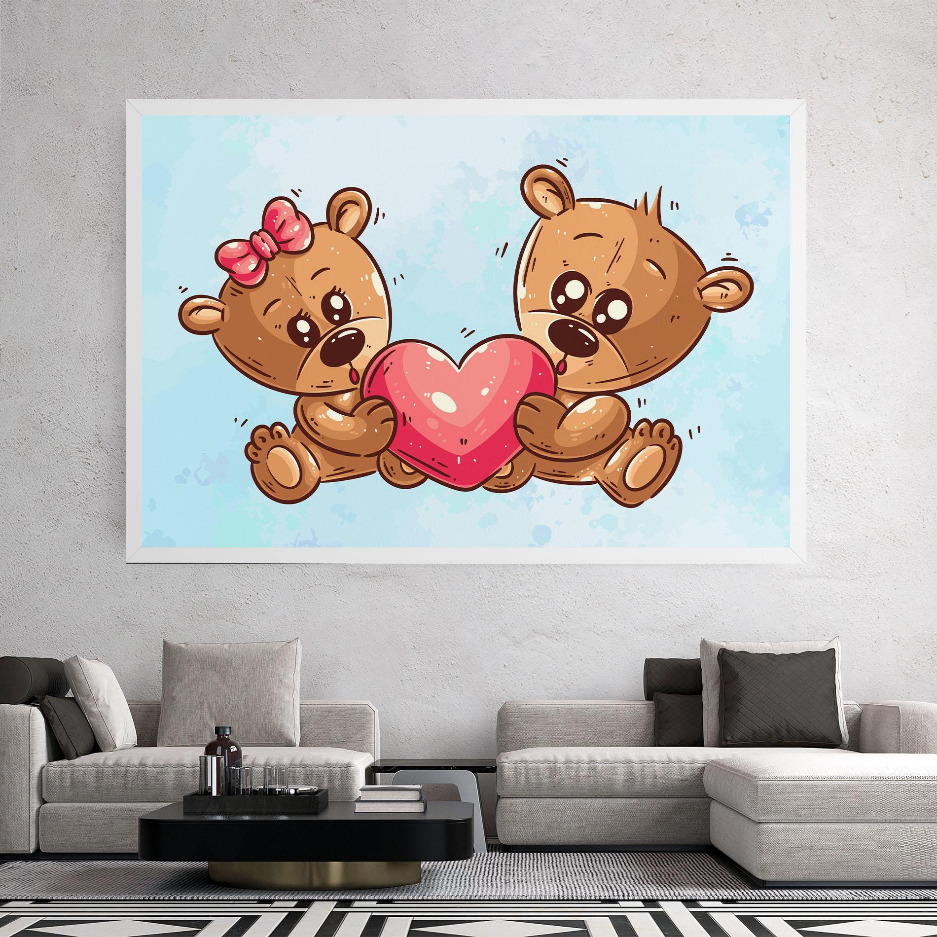 Leinwandbild Bear Holding Heart mockup 2