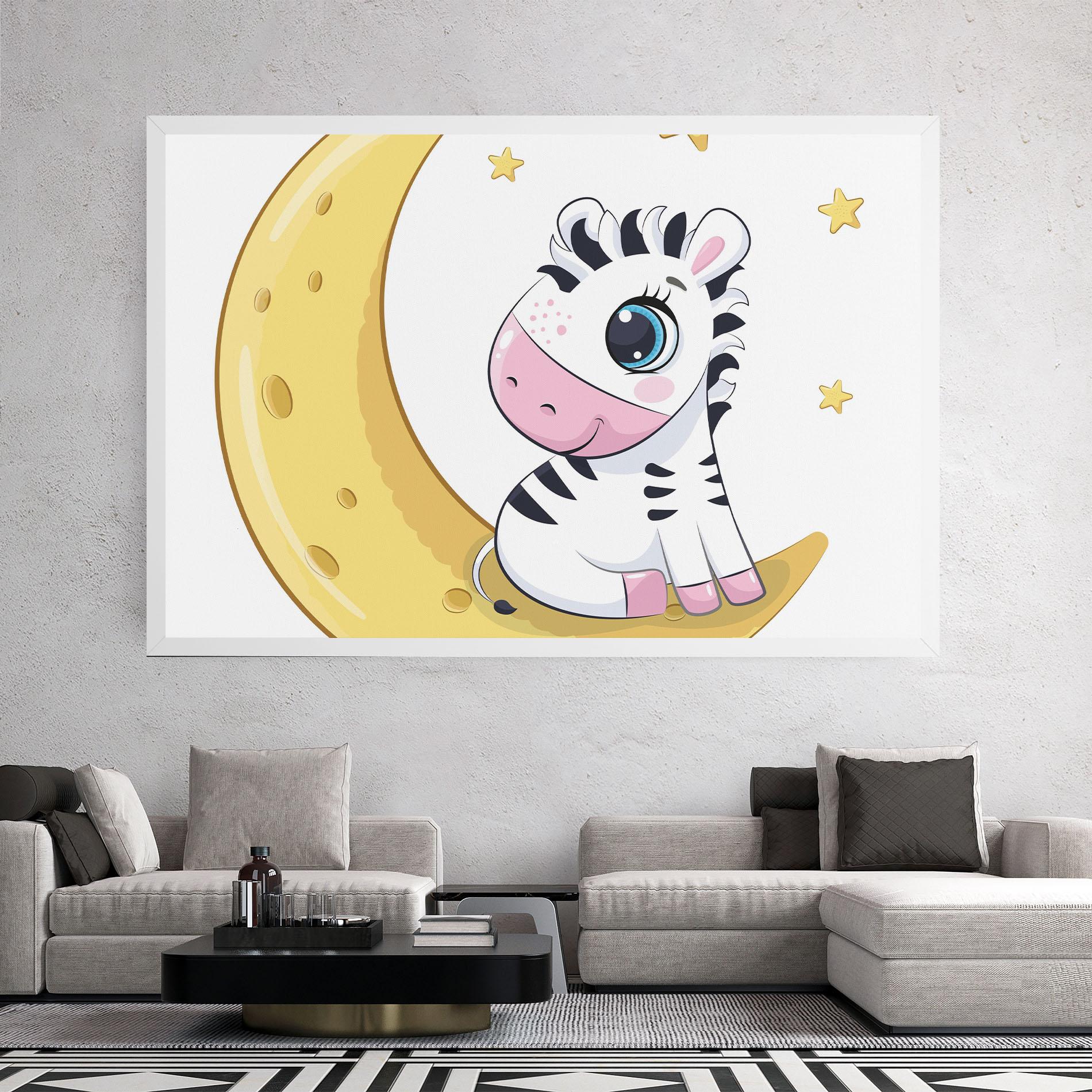 Leinwandbild Cute Zebra Moon mockup 2