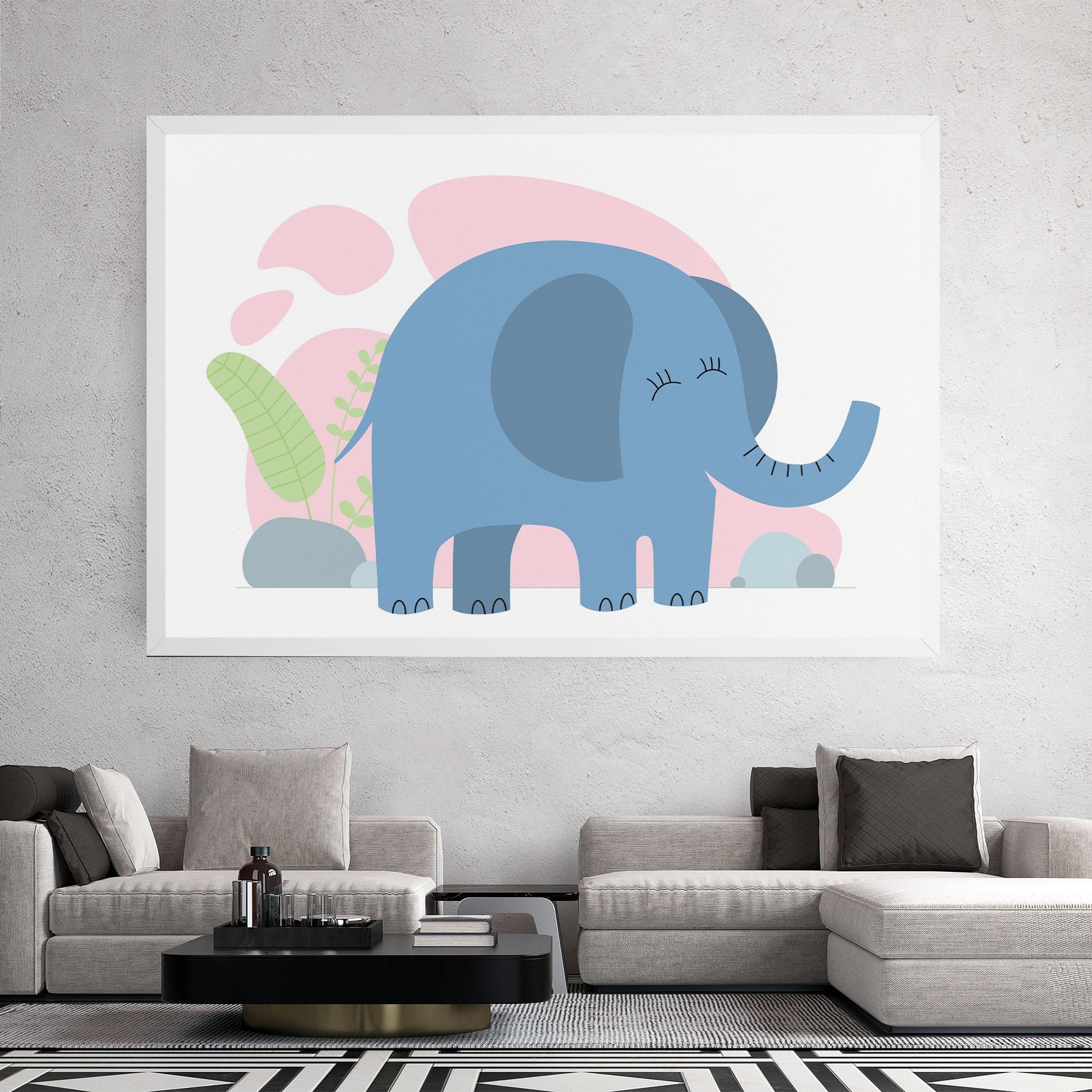 Leinwandbild Leaf Cute Elephant mockup 2