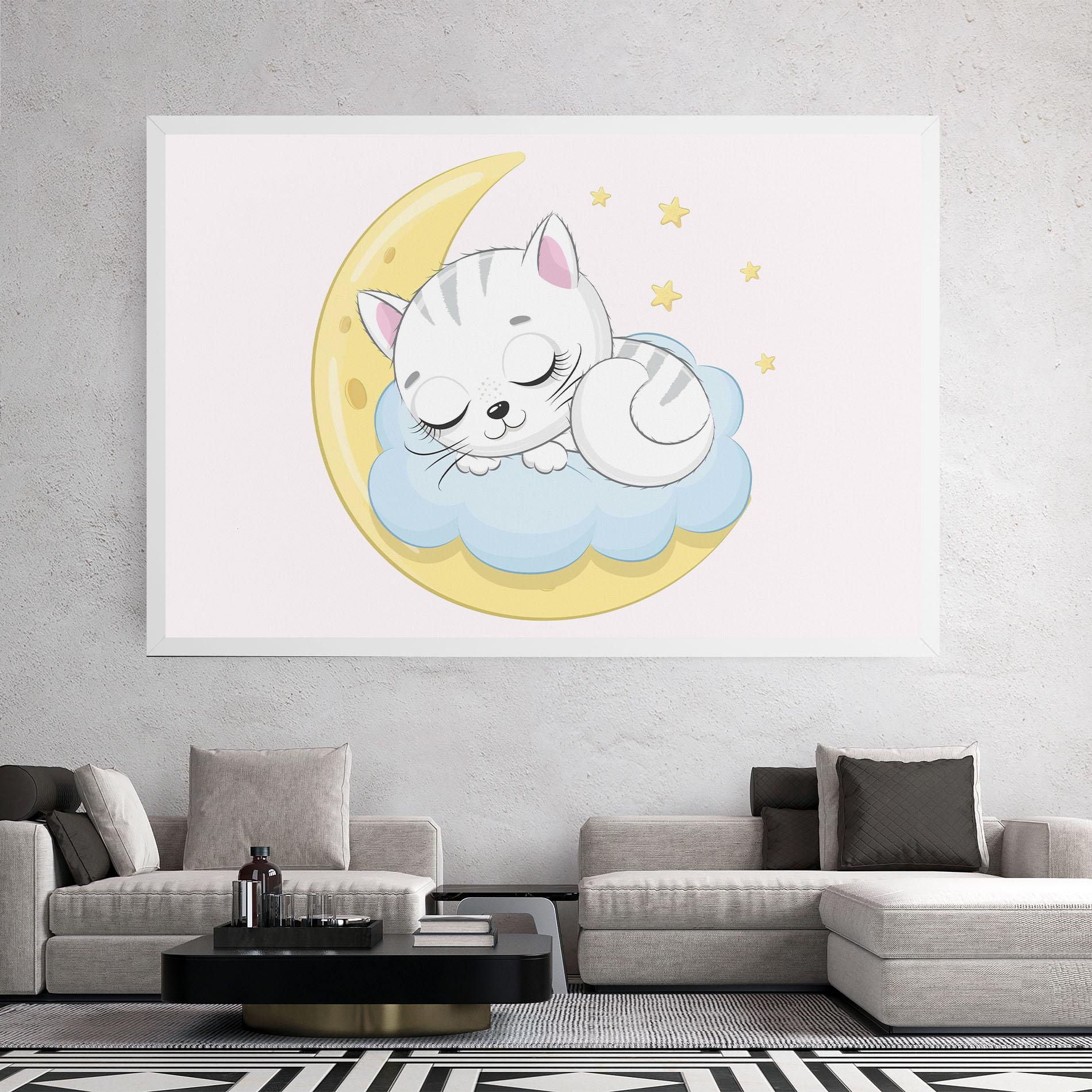 Leinwandbild Moon Cat Sleeping mockup 2