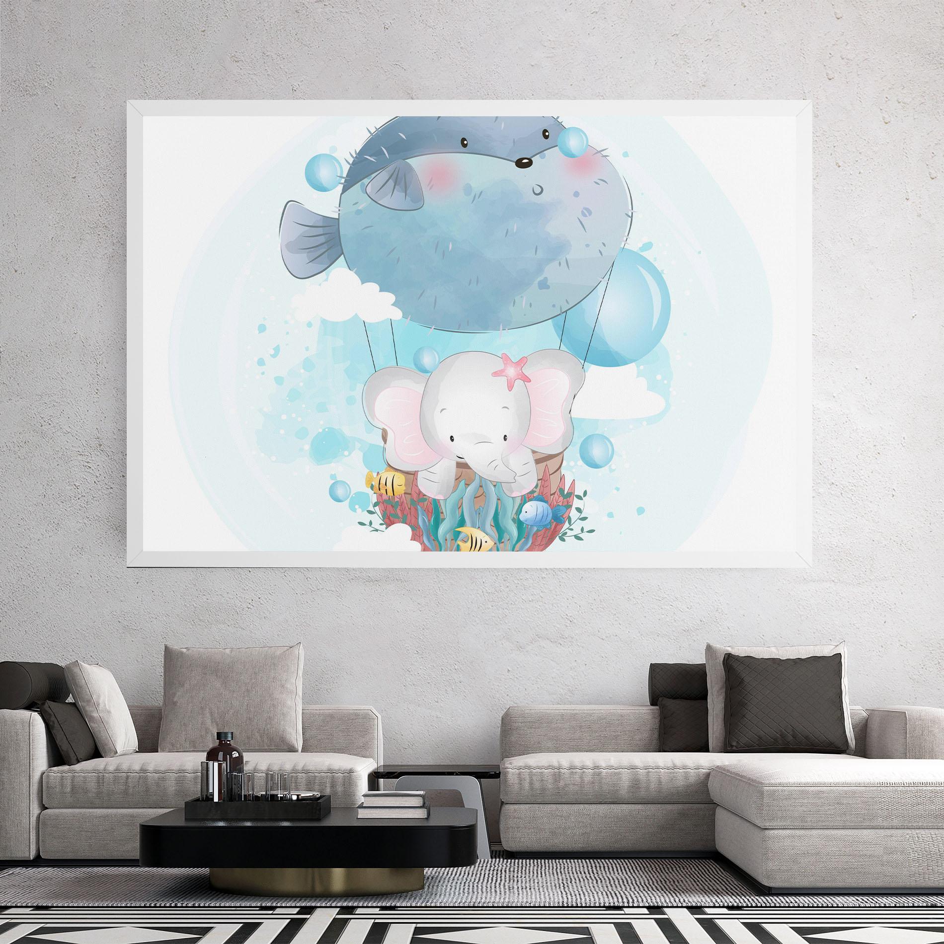 Leinwandbild Swiming Elephant mockup 2