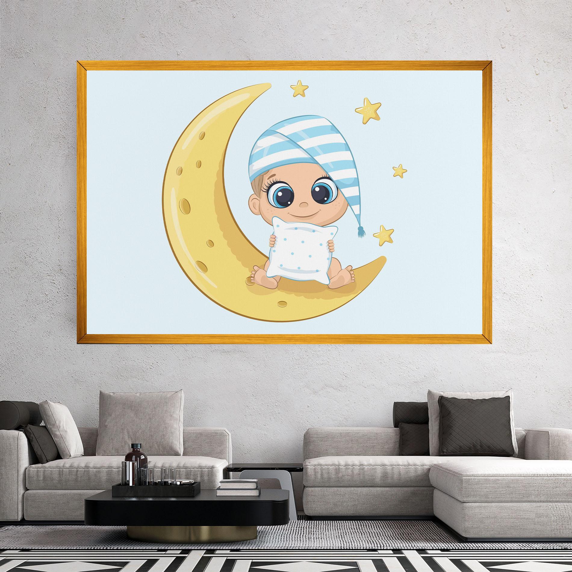 Leinwandbild Baby On Moon mockup 2