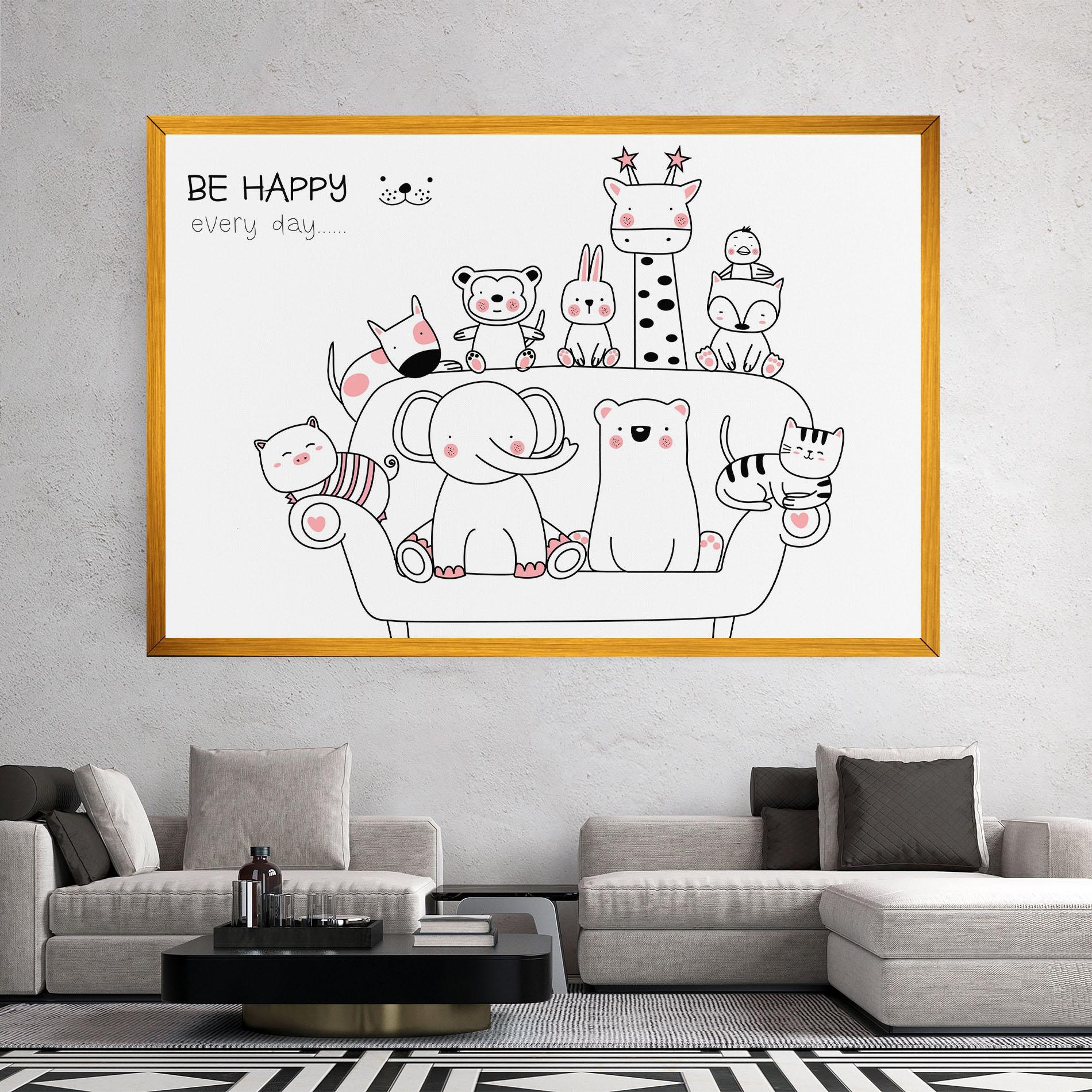 Leinwandbild Be Happy Animals mockup 2