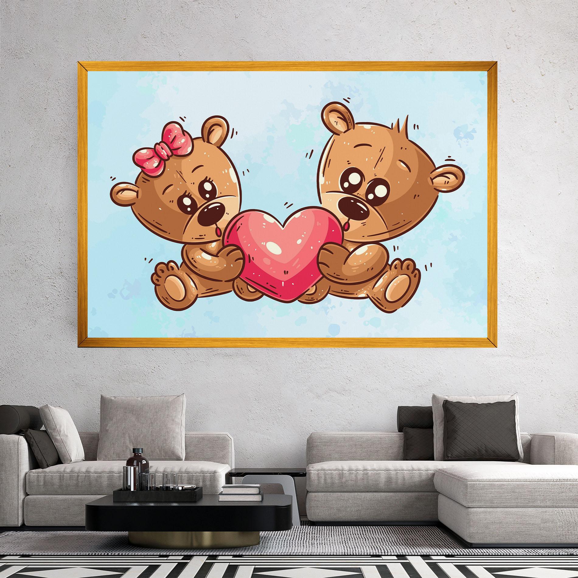 Leinwandbild Bear Holding Heart mockup 2