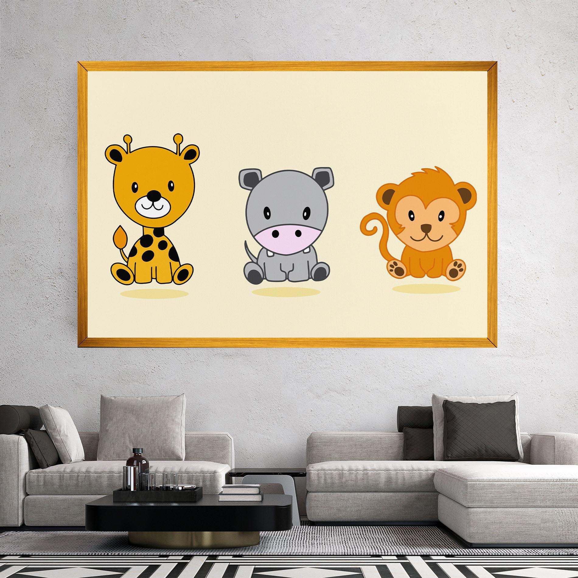 Leinwandbild Cream Animals mockup 2