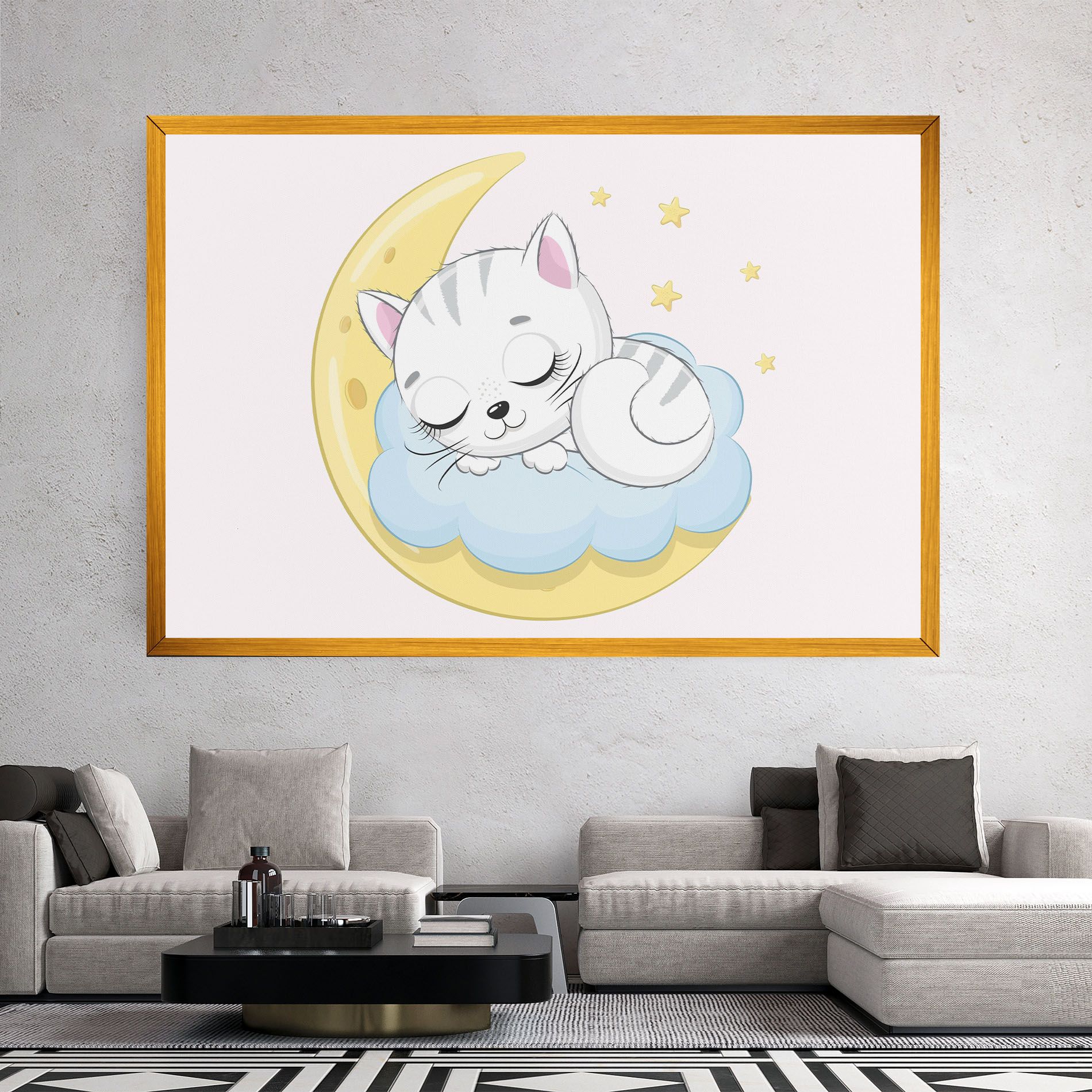 Moon Cat Sleeping mockup 2