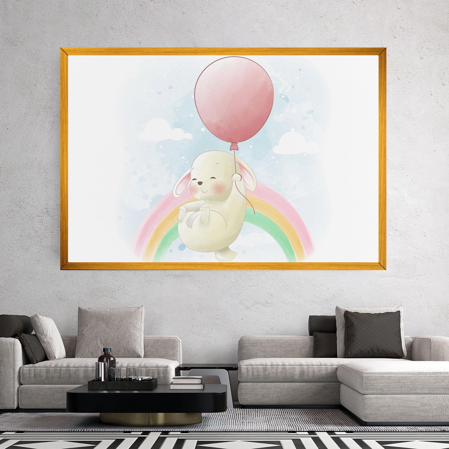 Leinwandbild Rainbow Bunny Art mockup 2