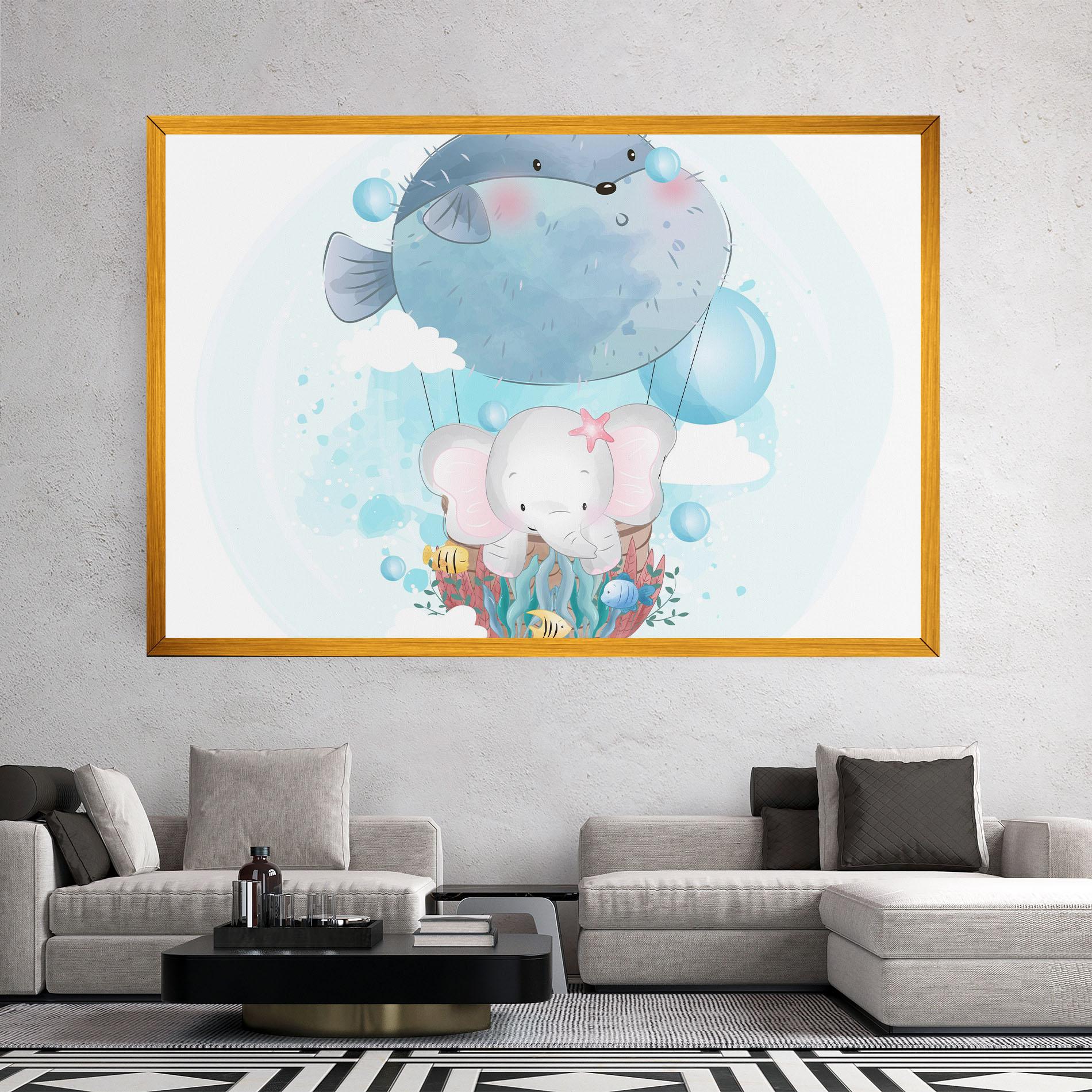Leinwandbild Swiming Elephant mockup 2