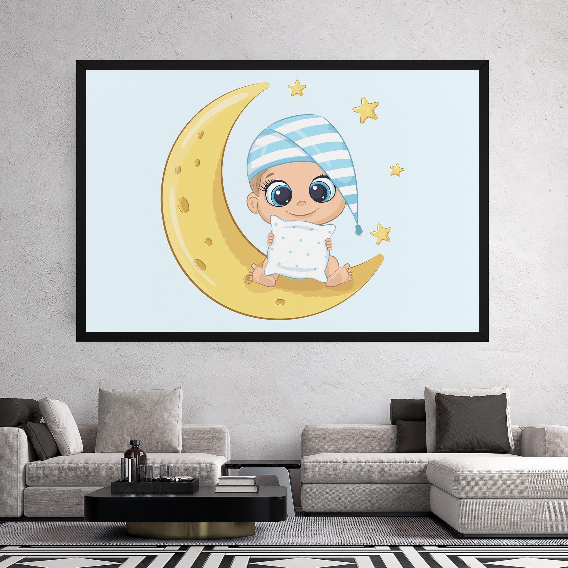 Leinwandbild Baby On Moon mockup 2