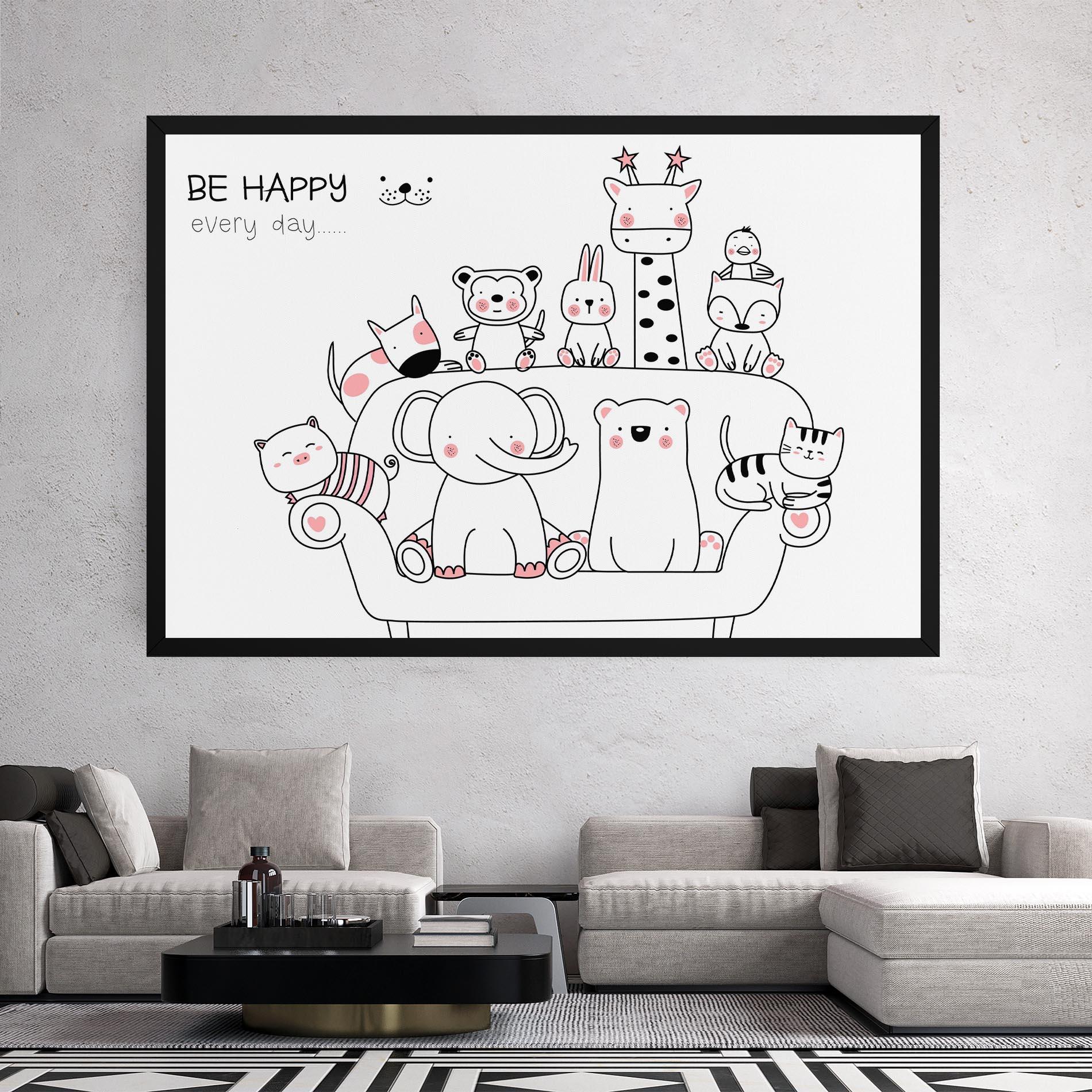 Leinwandbild Be Happy Animals mockup 2