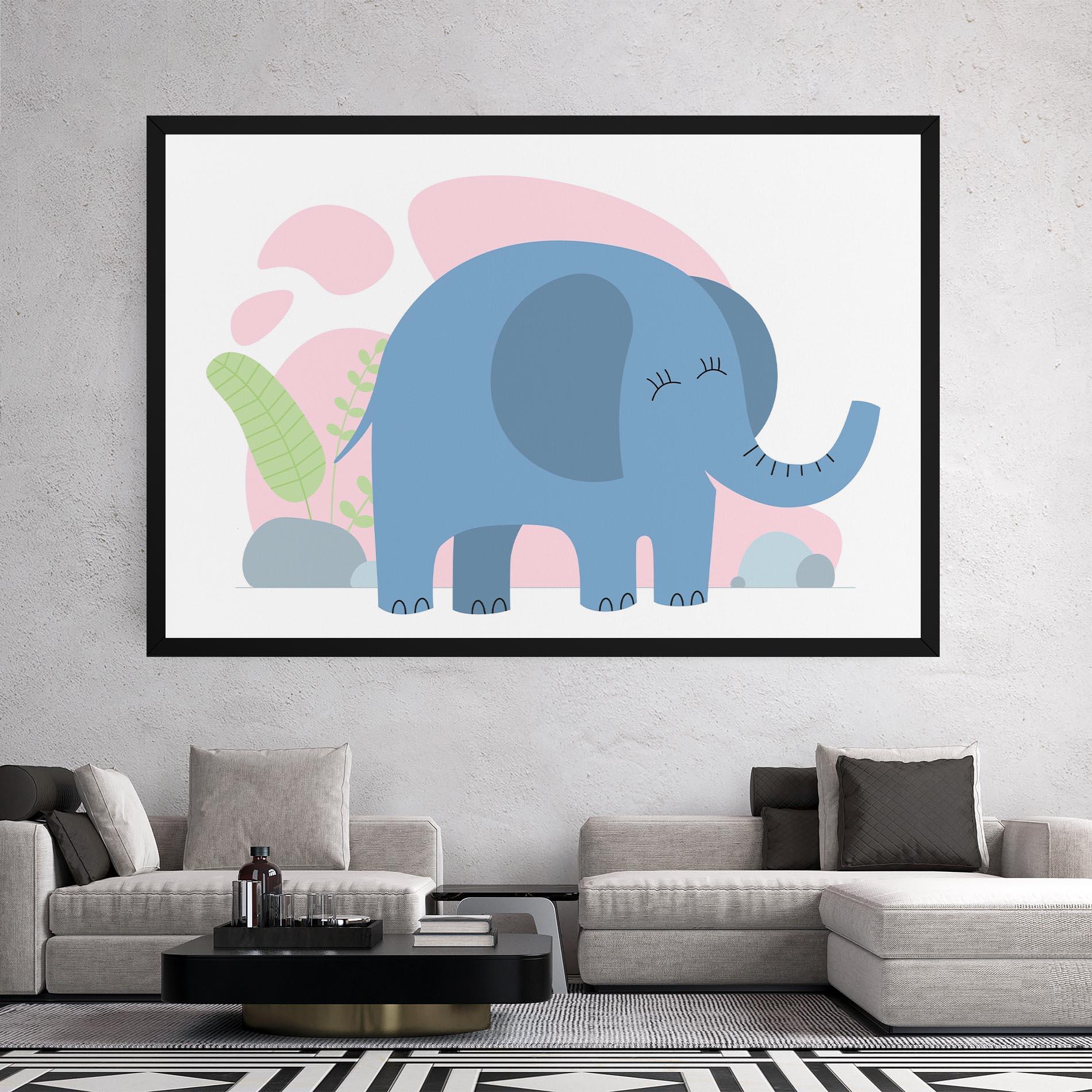 Leinwandbild Leaf Cute Elephant mockup 2