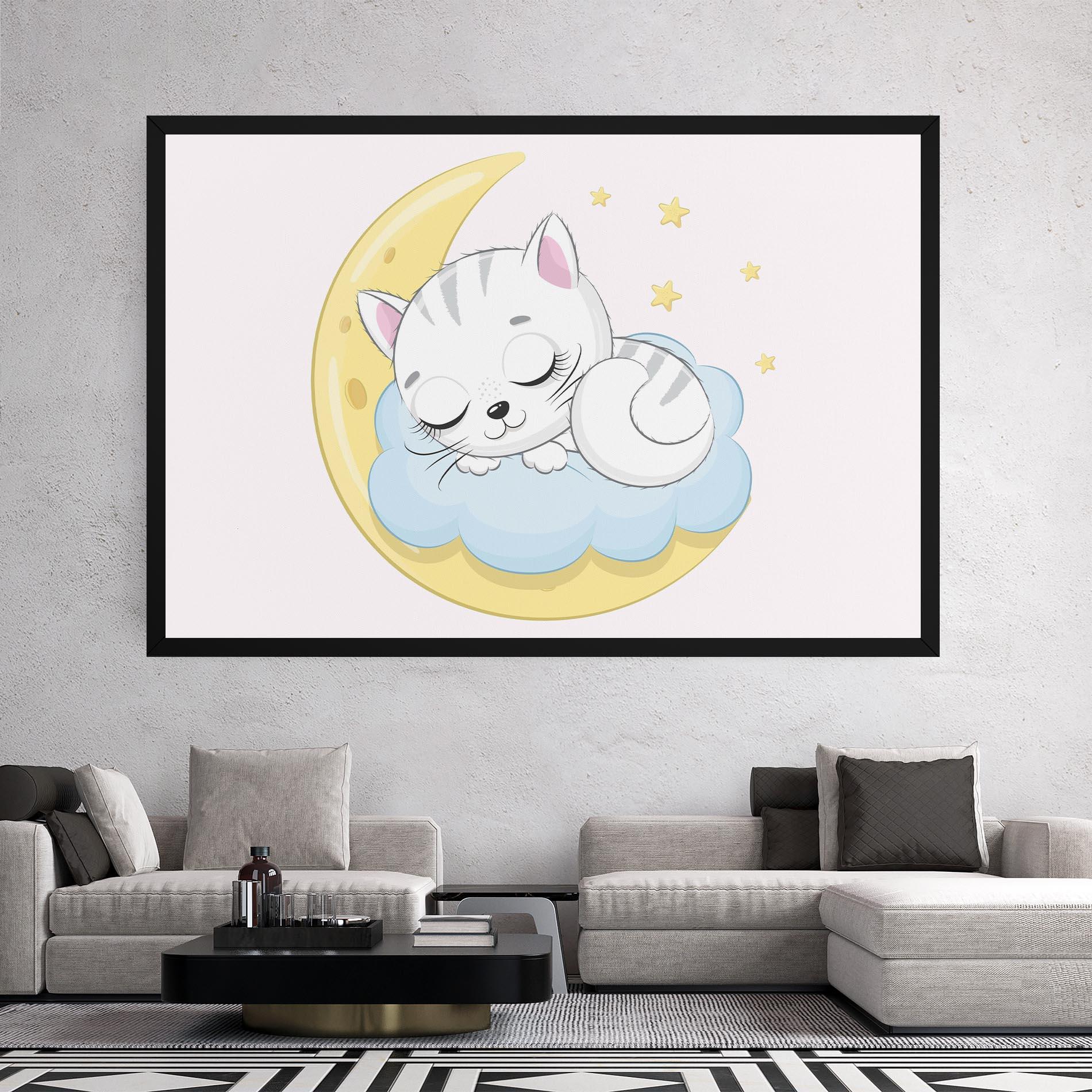 Leinwandbild Moon Cat Sleeping mockup 2