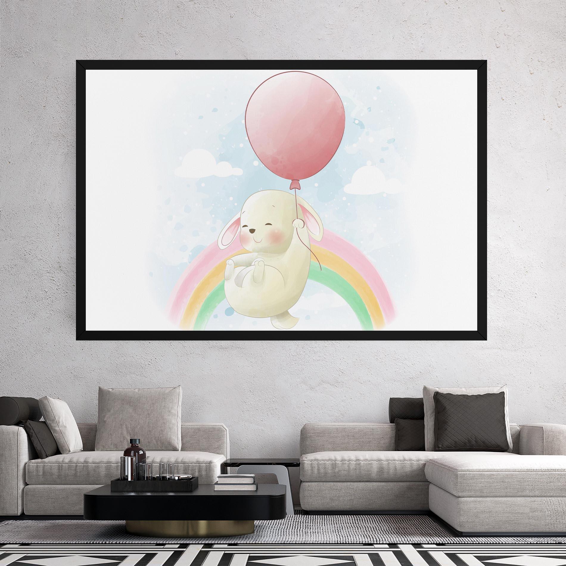 Leinwandbild Rainbow Bunny Art mockup 2