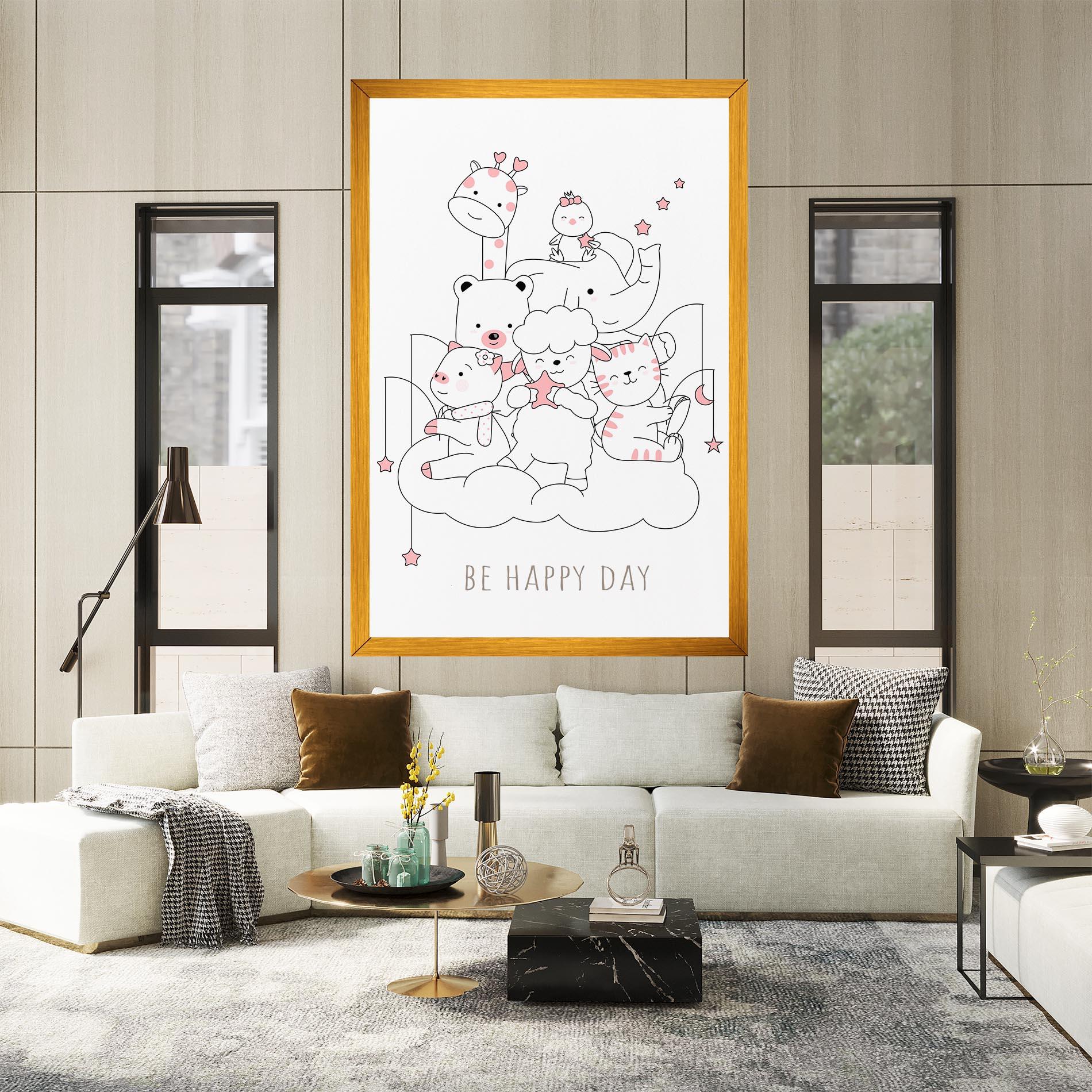 Leinwandbild Be Happy Day mockup 2