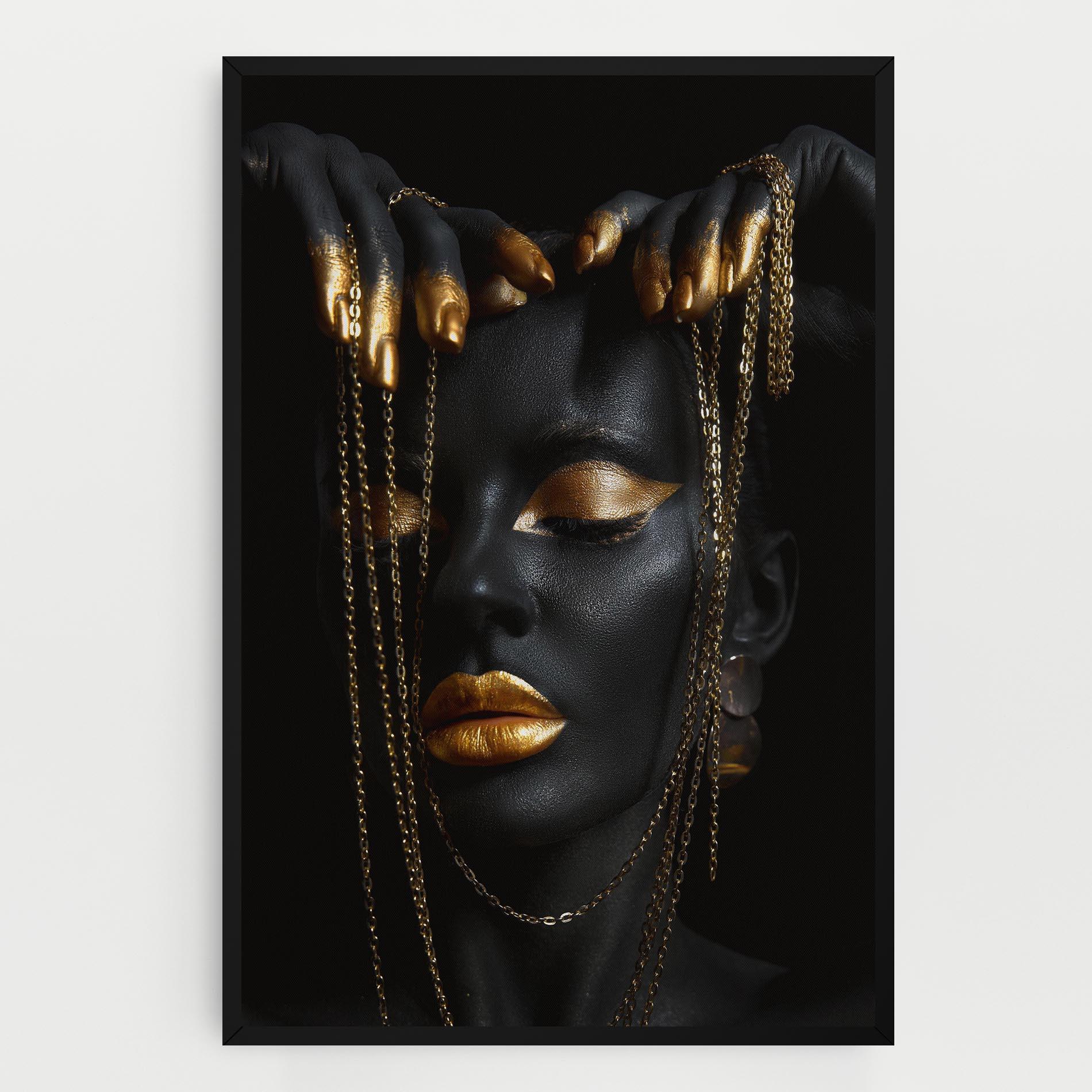 Leinwandbild Black Gold Chain Makeup mockup 0