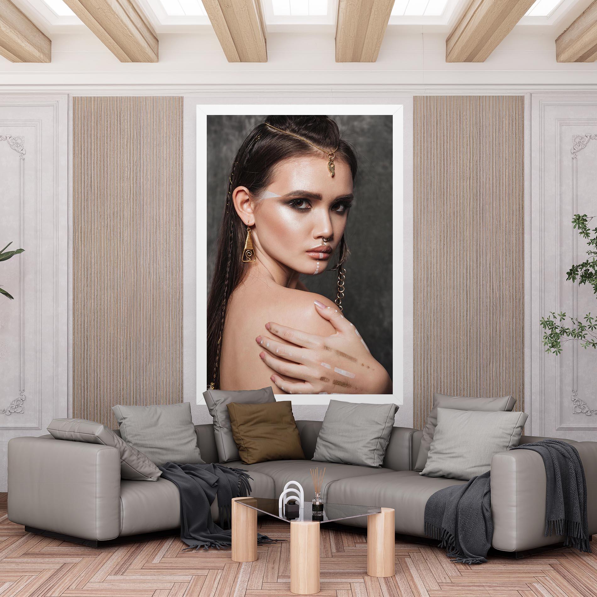 Leinwandbild Gold Triangle Earring mockup 6