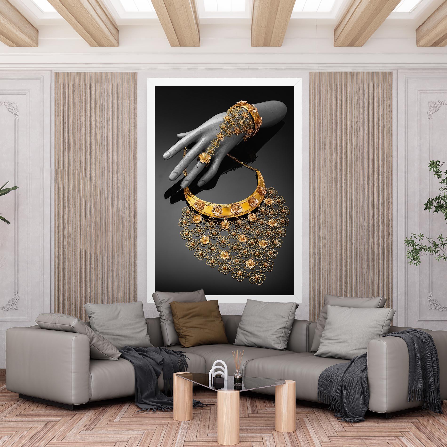 Leinwandbild Golden Jewelery Set mockup 6