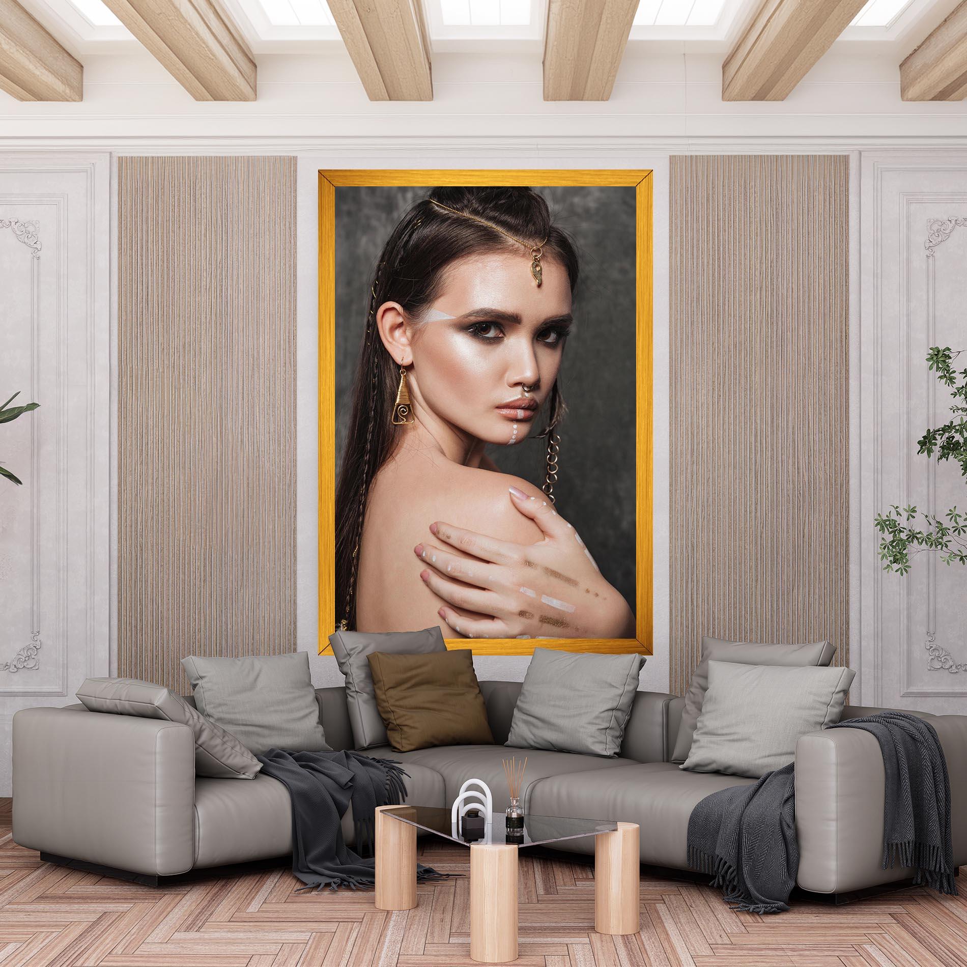 Leinwandbild Gold Triangle Earring mockup 6