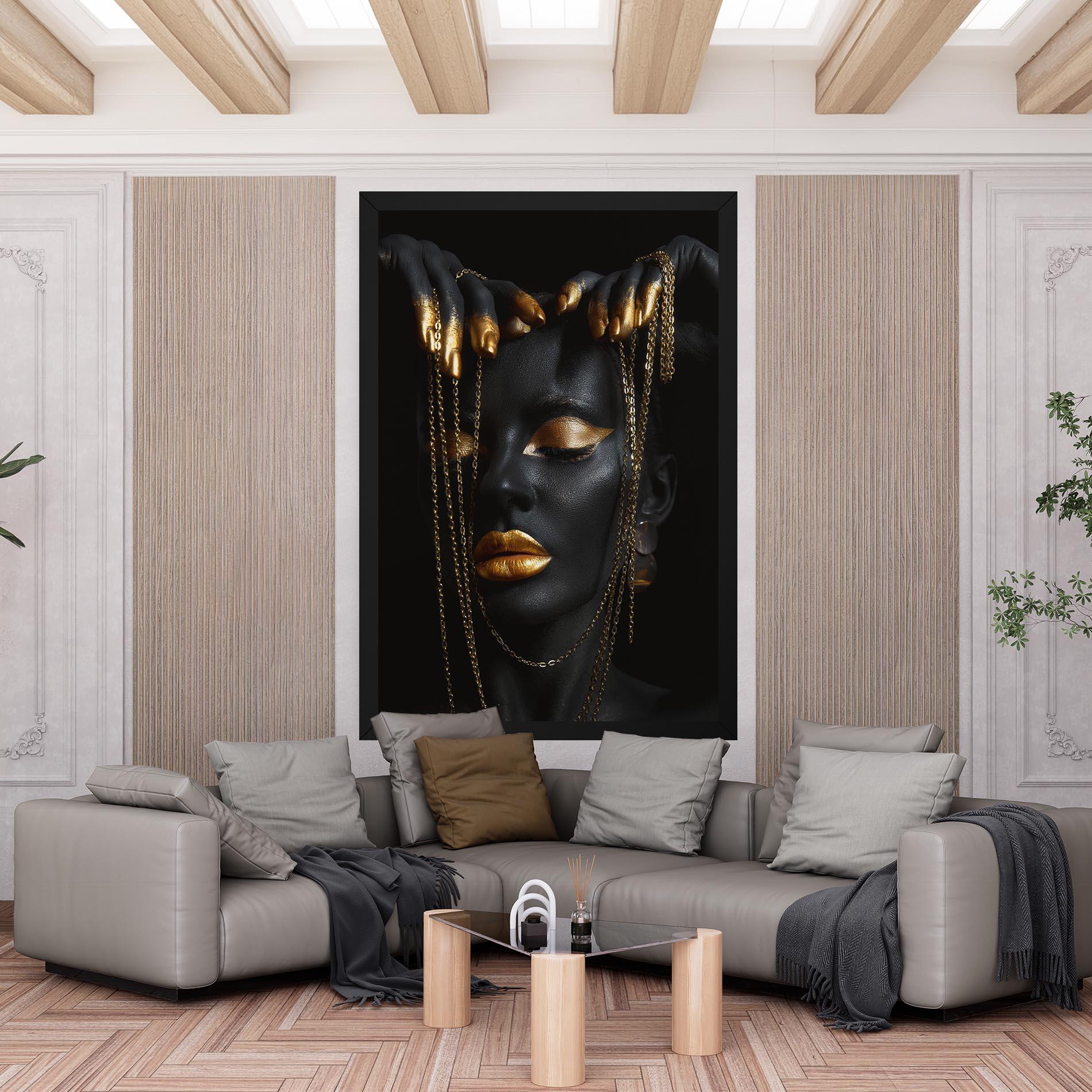 Leinwandbild Black Gold Chain Makeup mockup 6