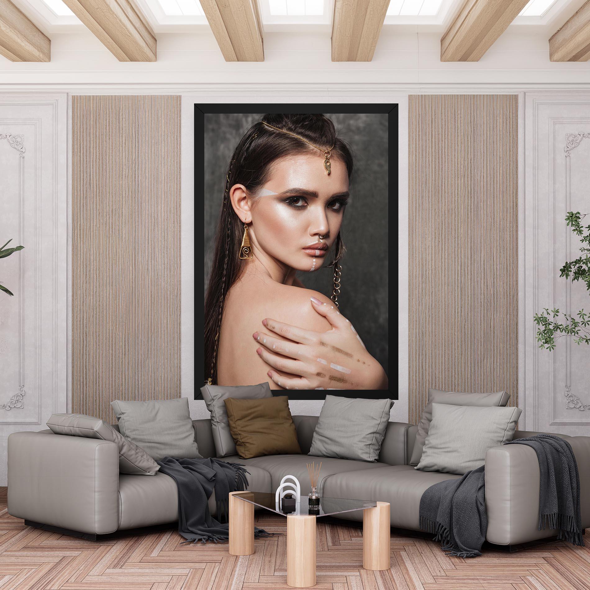 Leinwandbild Gold Triangle Earring mockup 6
