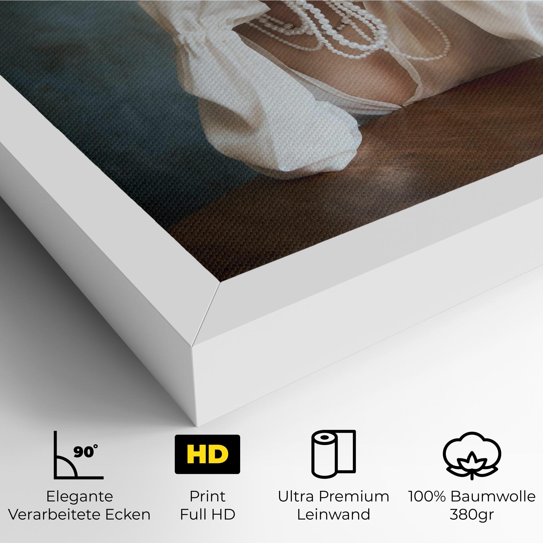 Leinwandbild Girl White Pearls mockup 4
