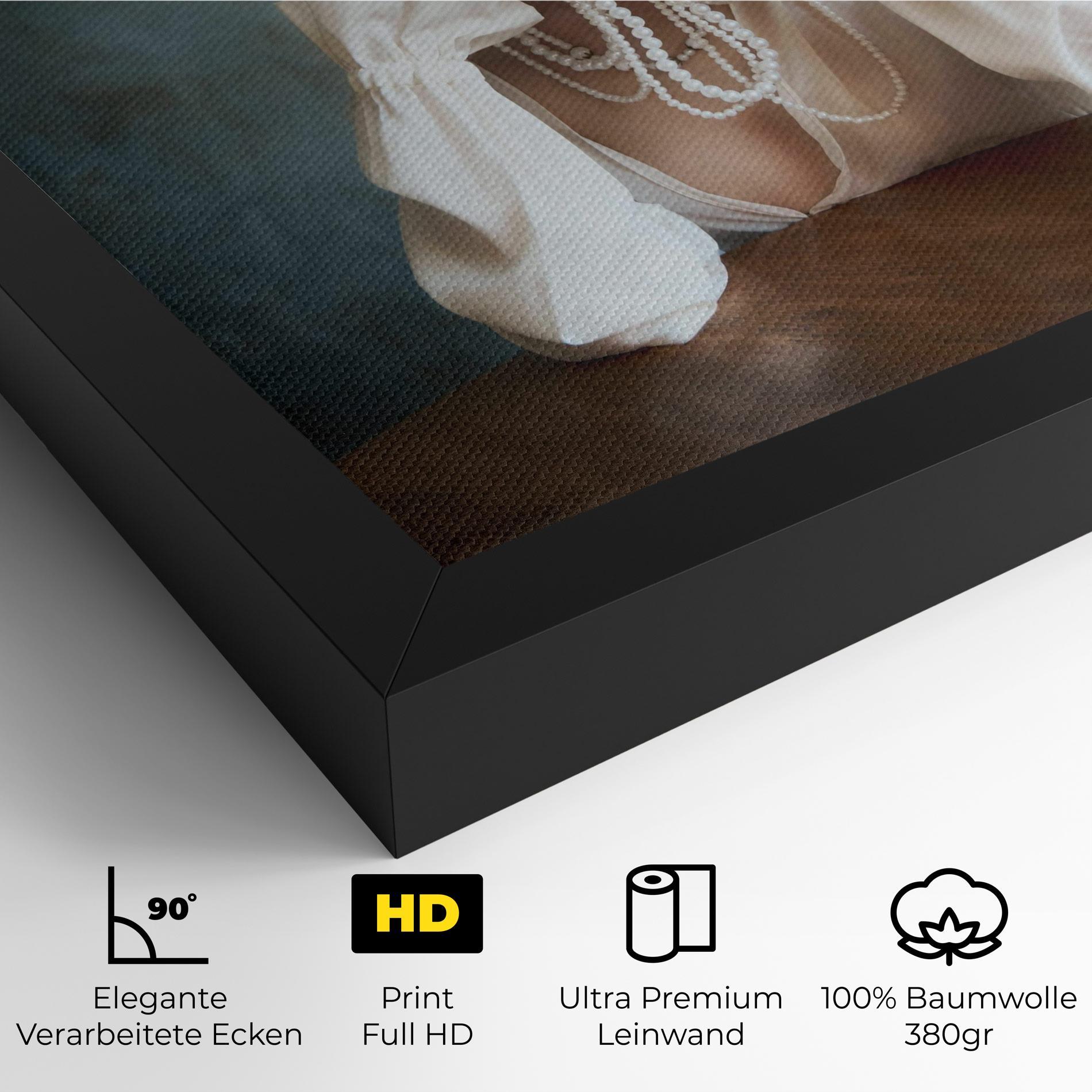 Leinwandbild Girl White Pearls mockup 4